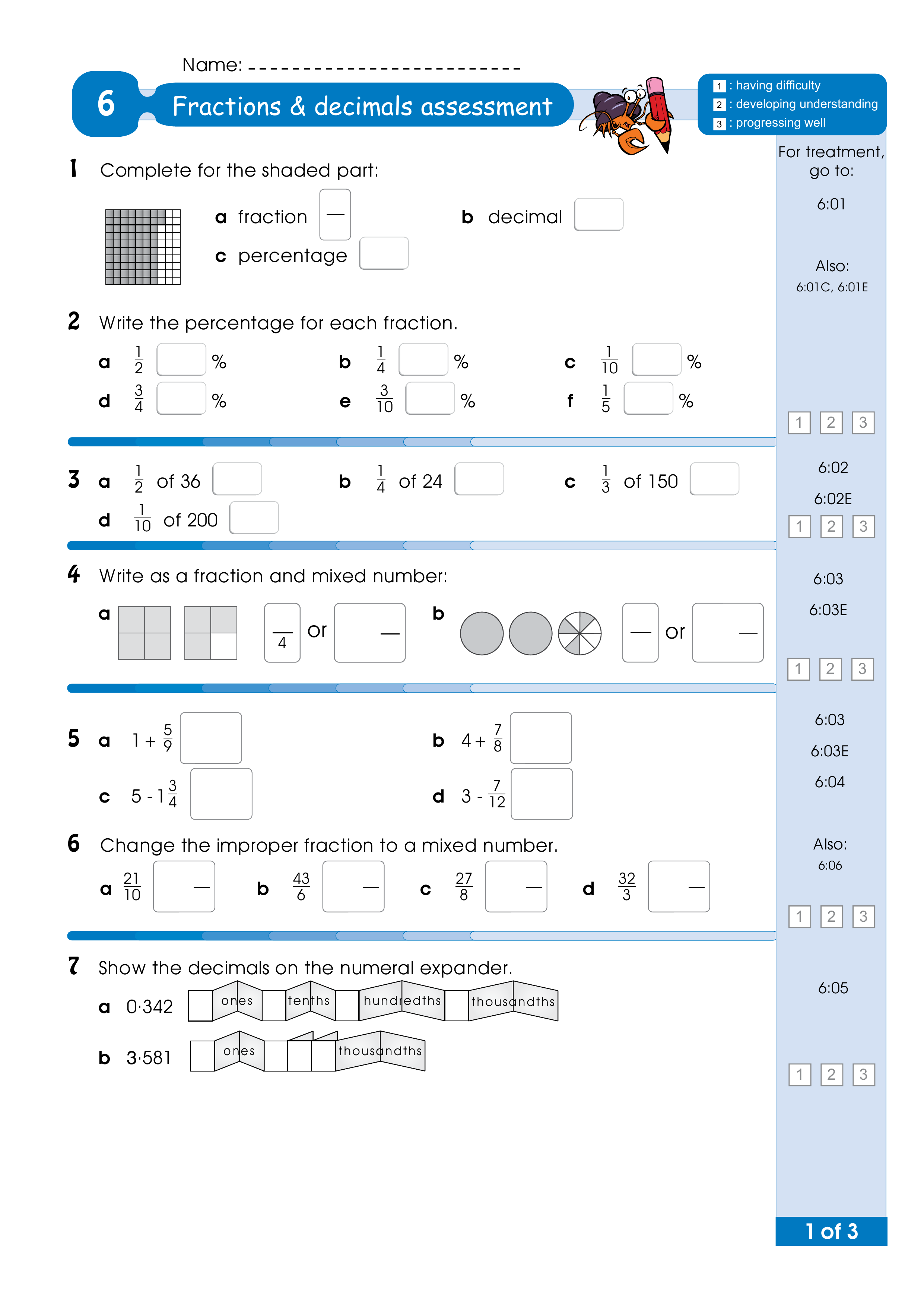 Assessment for the whole of Level 6 — worksheet preview