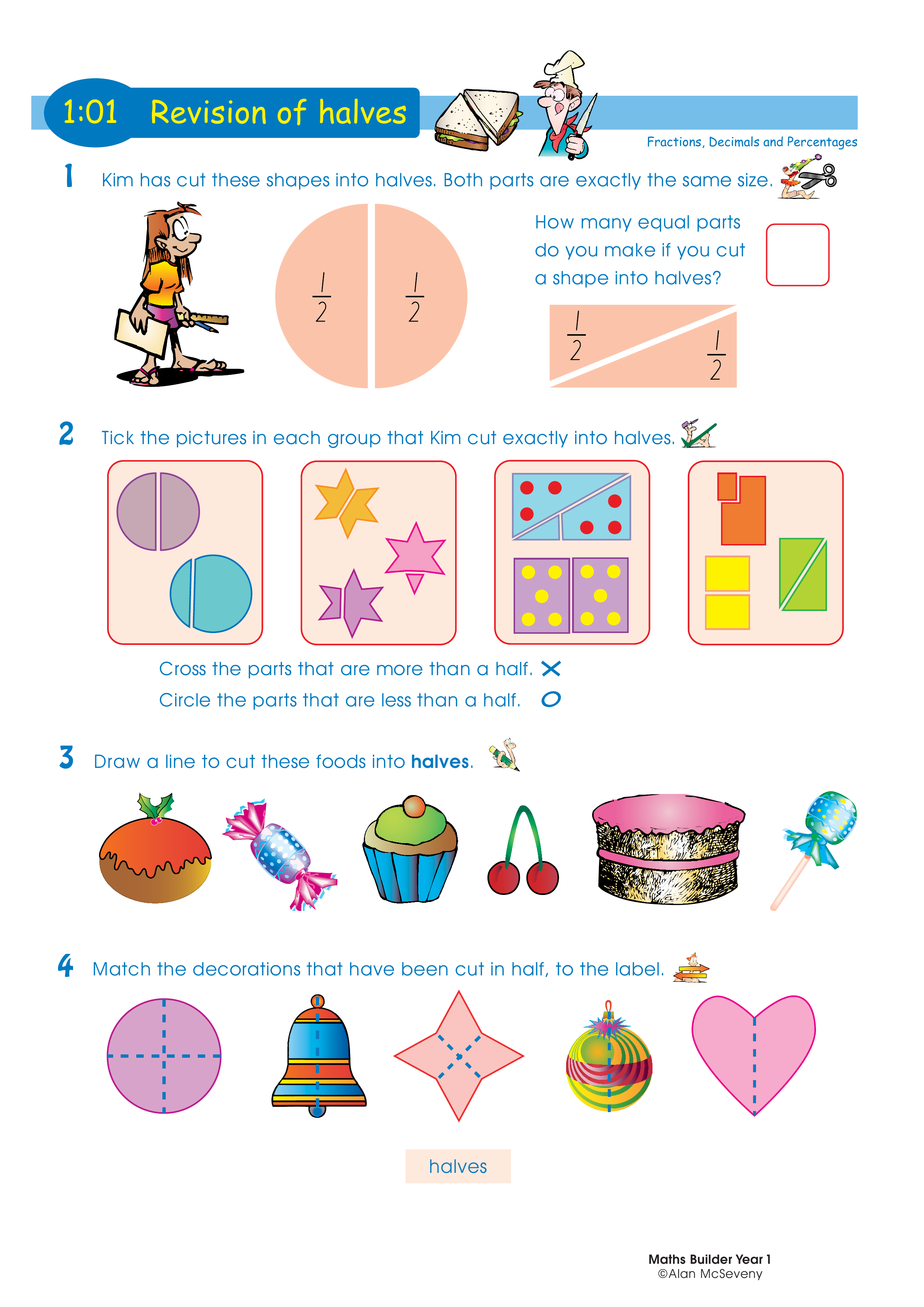 Revision of halves — worksheet preview