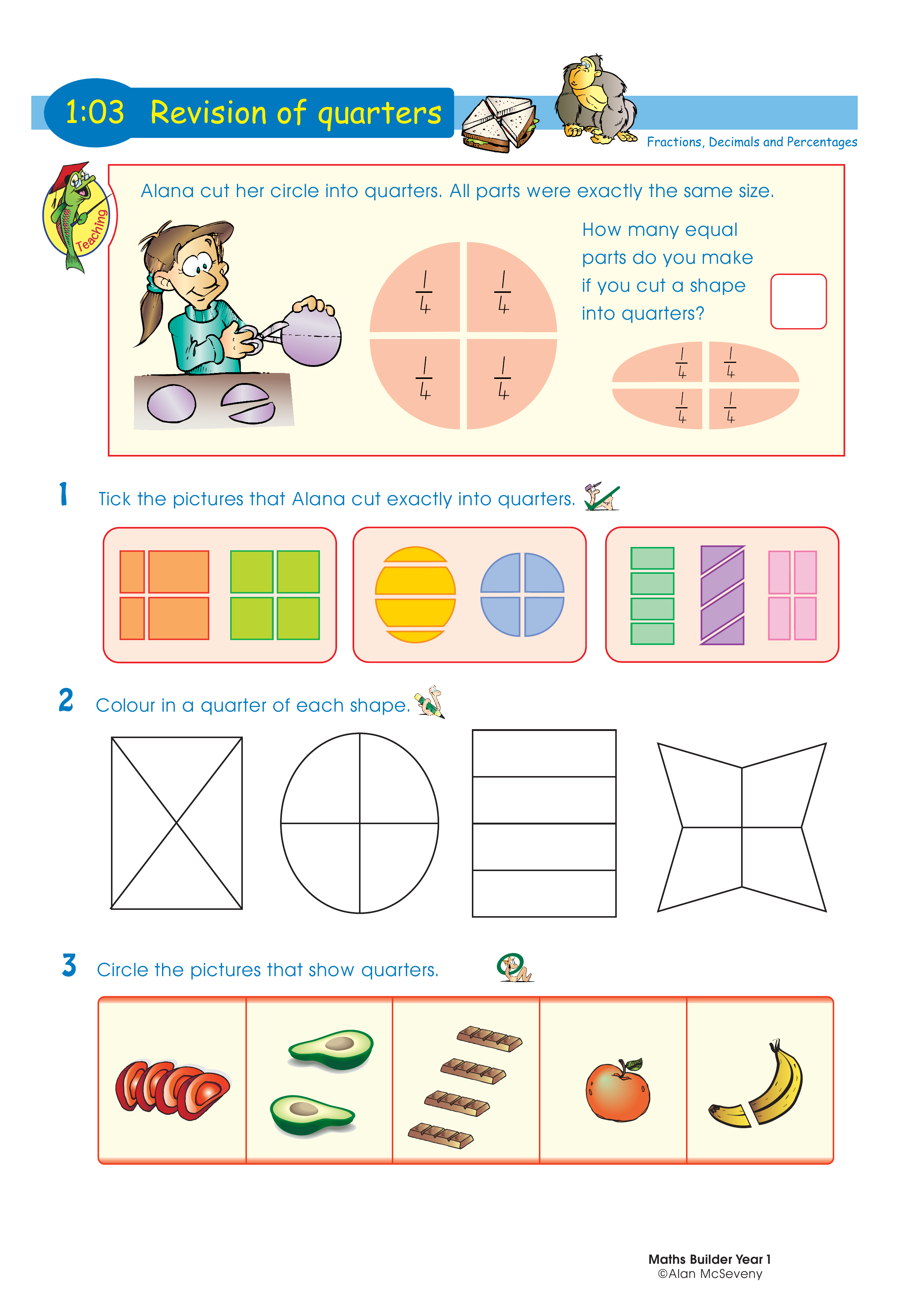 Revision of quarters — worksheet preview