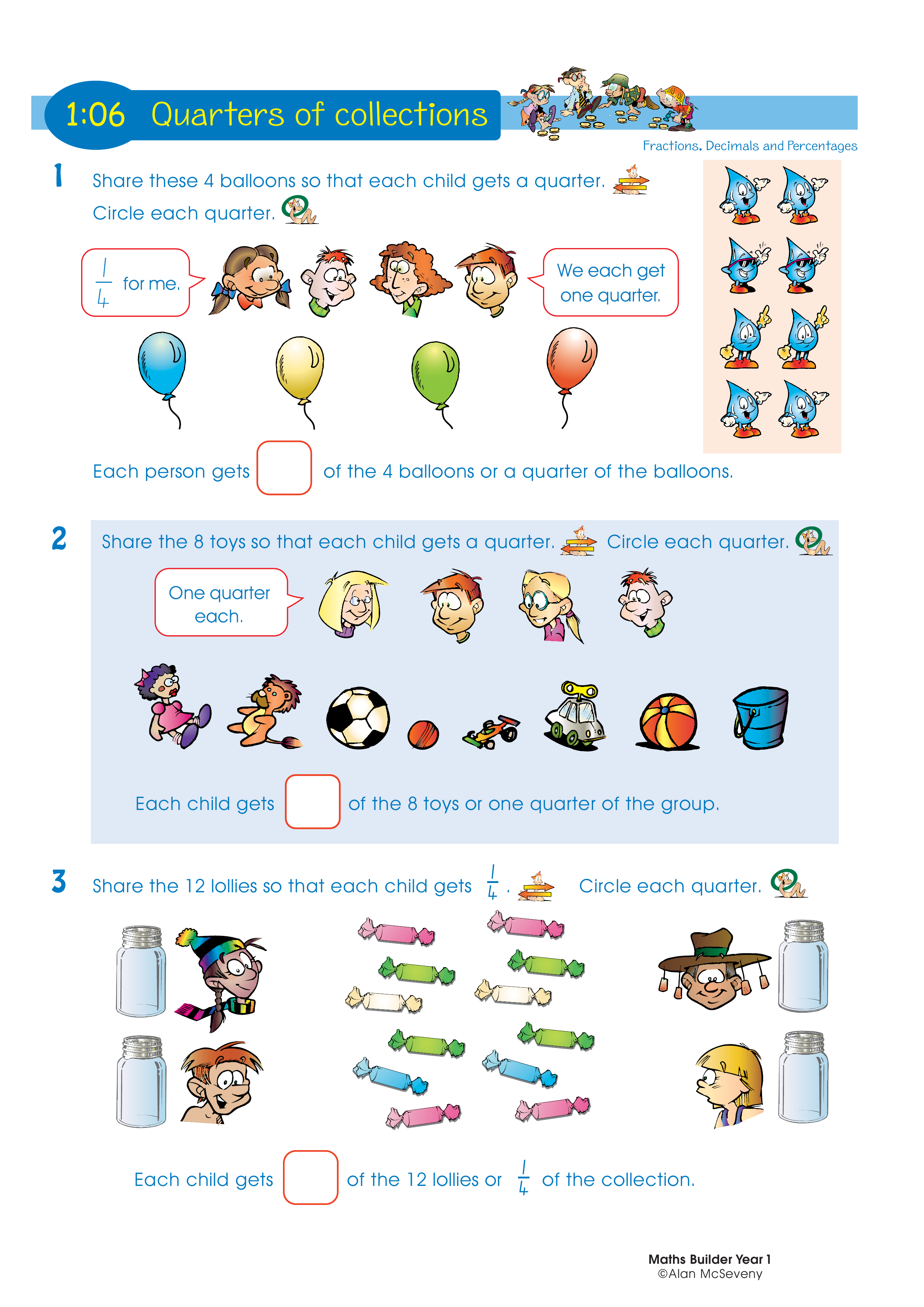 Quarters of collections — worksheet preview