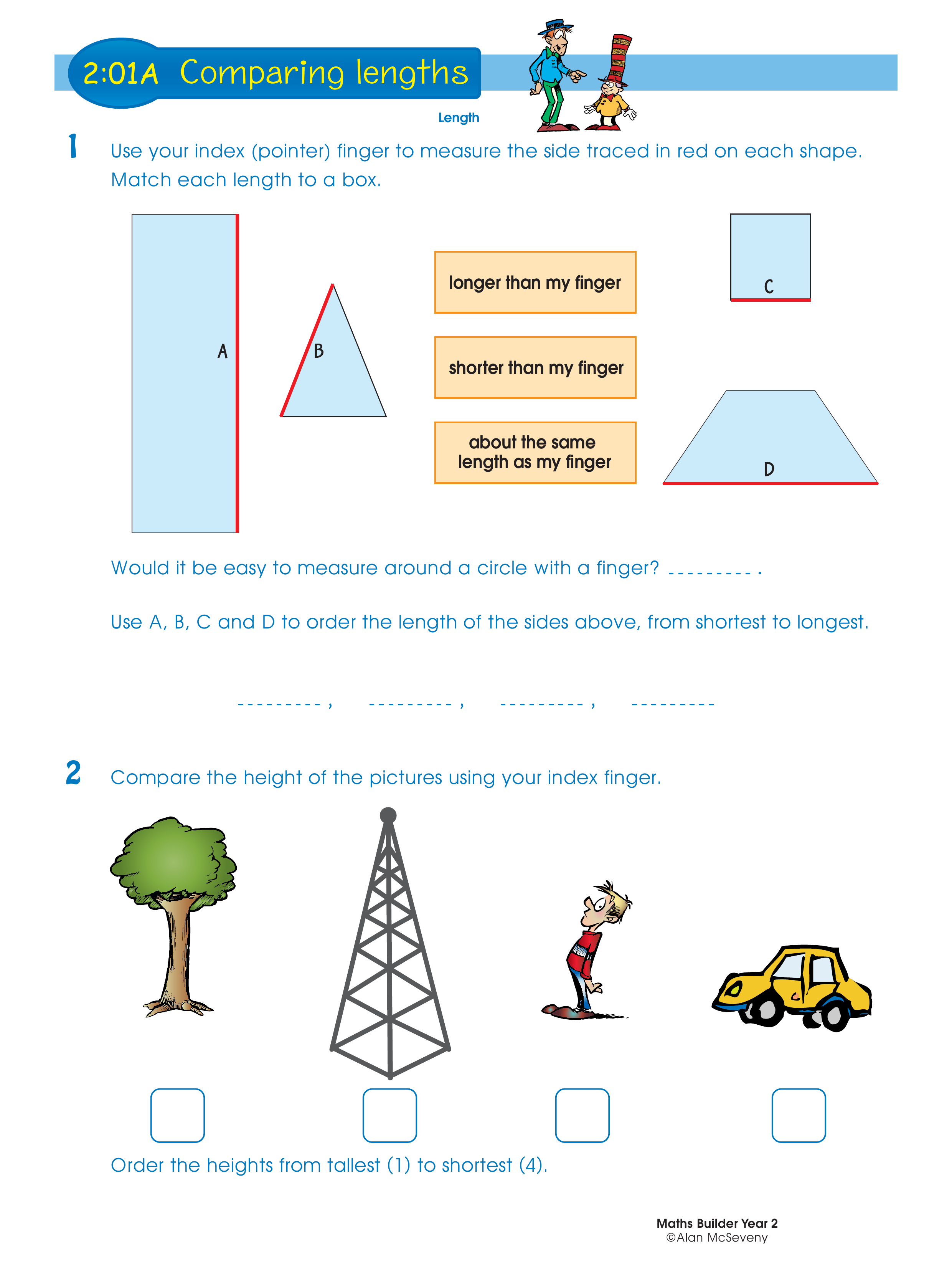 Comparing lengths — worksheet preview