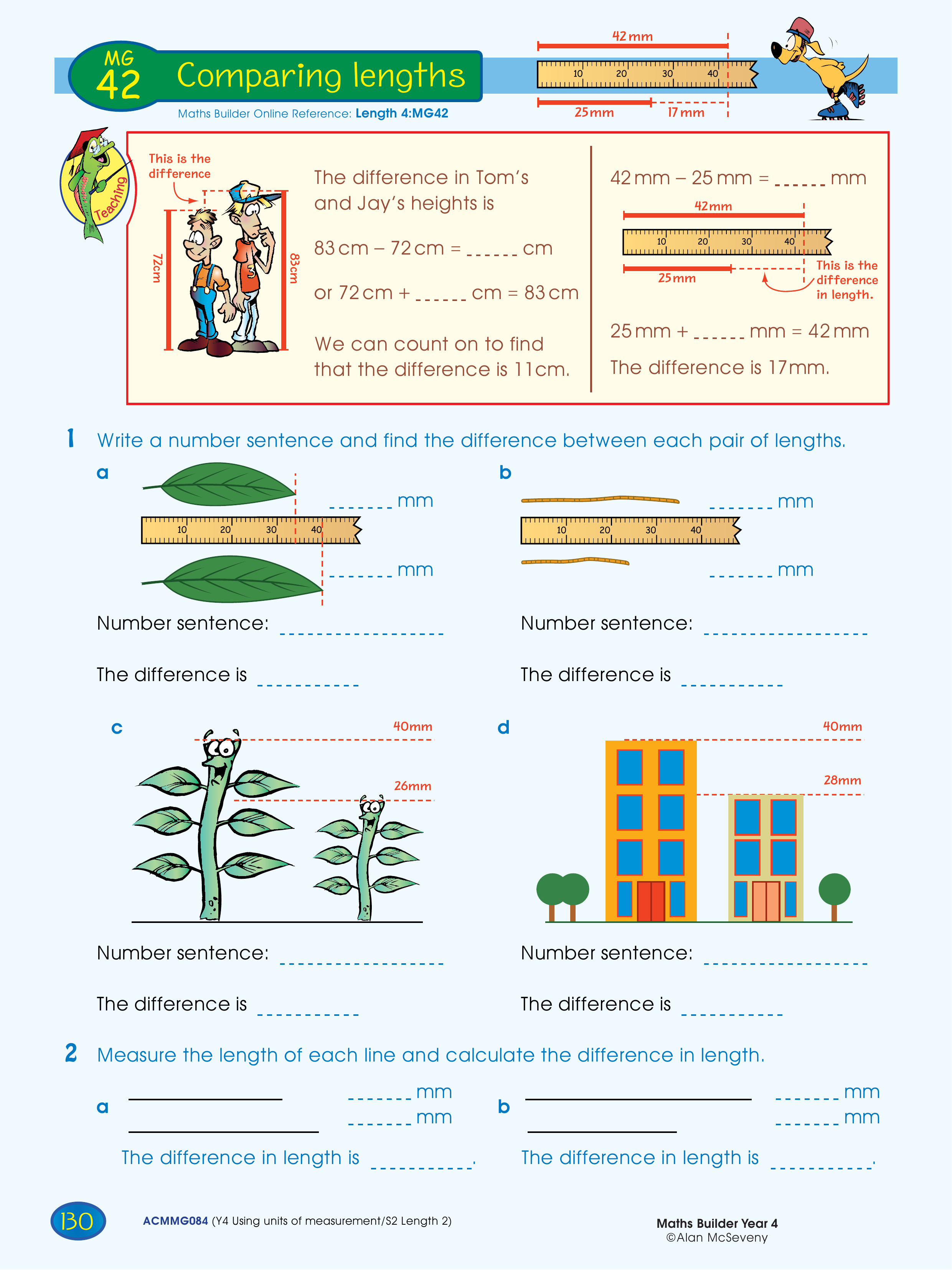 Comparing lengths — worksheet preview