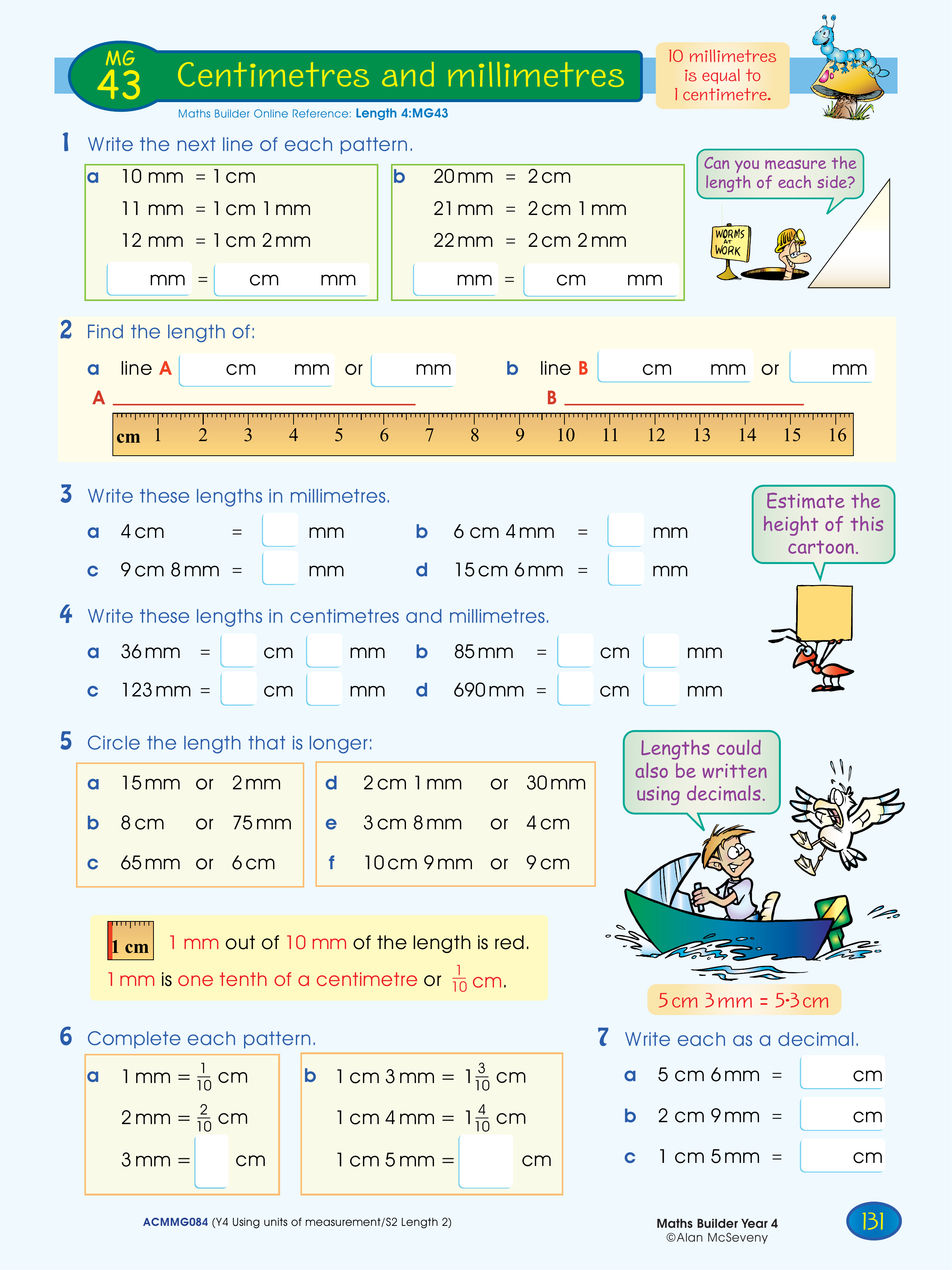Centimetres and millimetres — worksheet preview