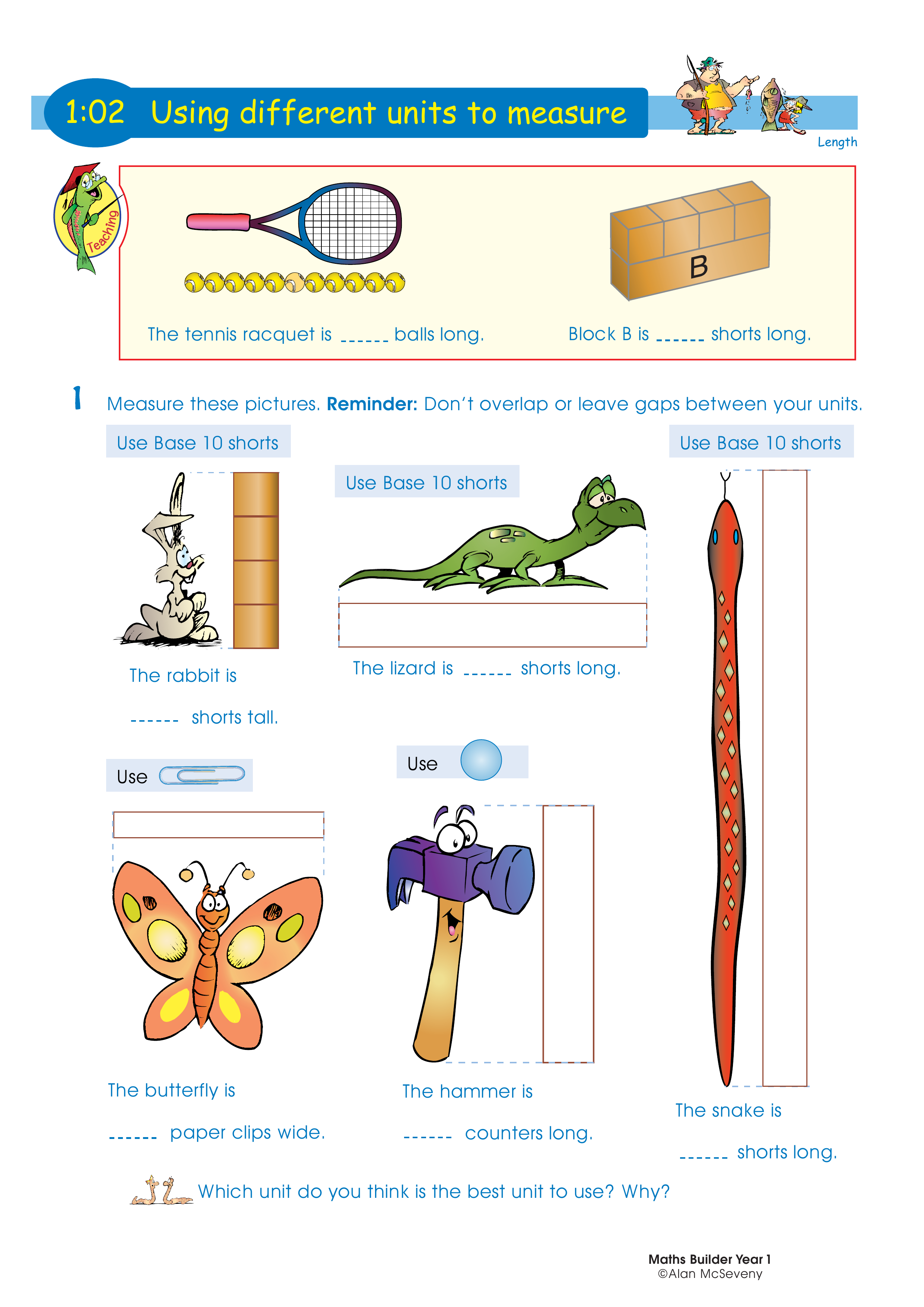 Using different units to measure — worksheet preview
