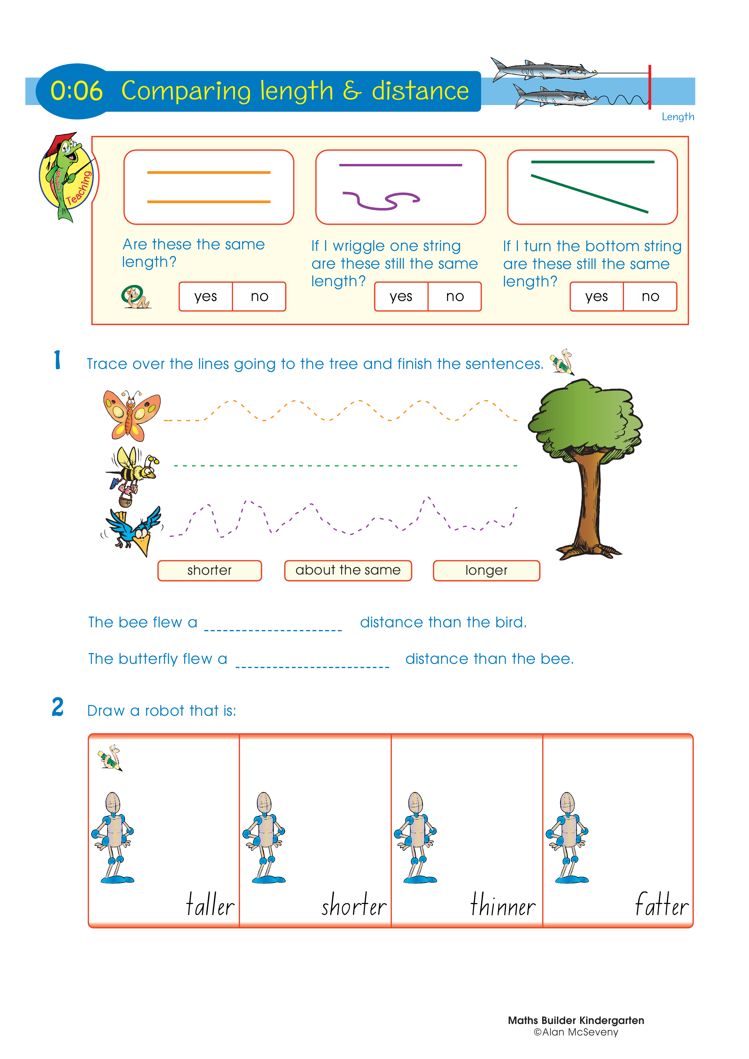 Comparing length and distance — worksheet preview