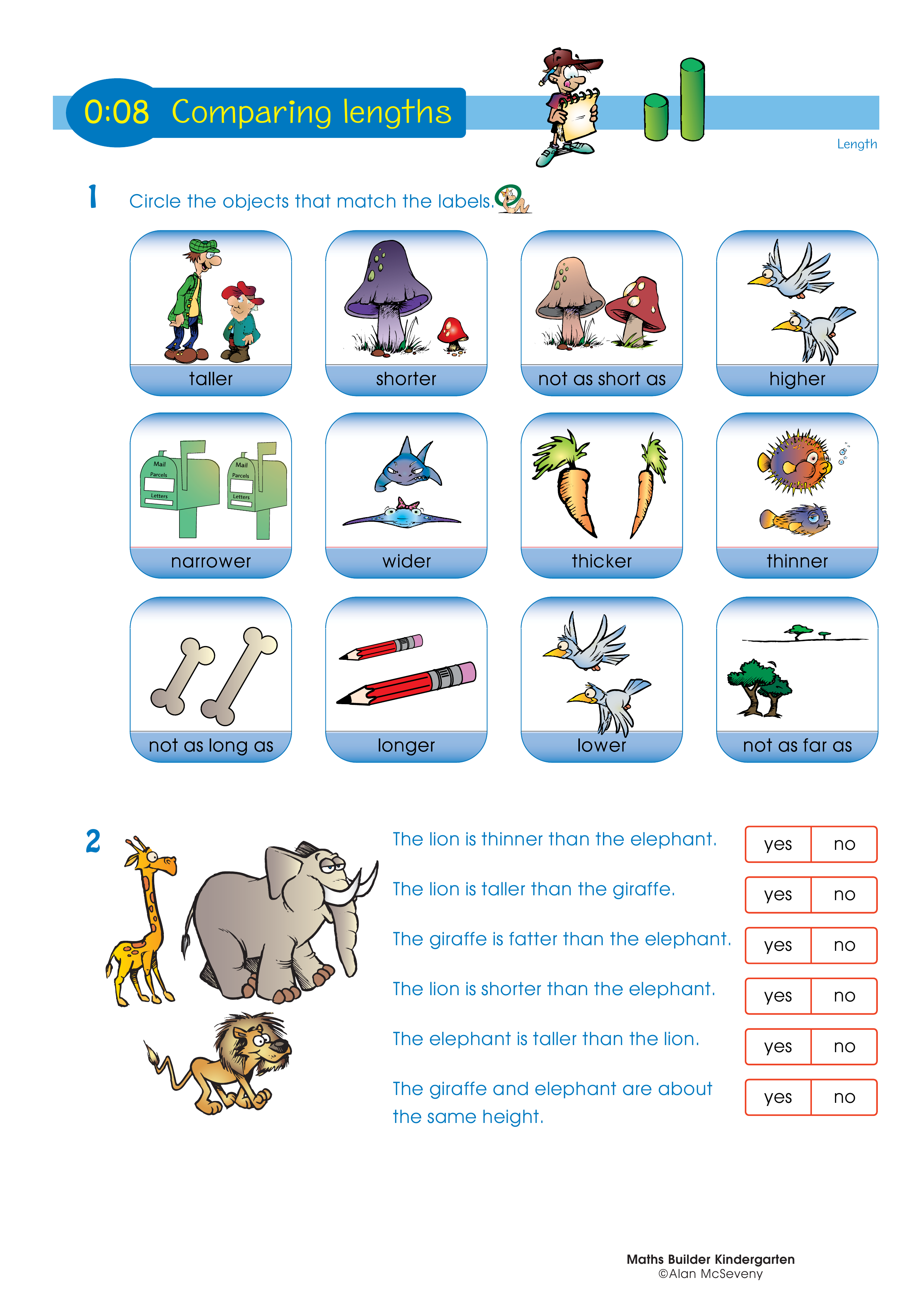 Comparing lengths — worksheet preview