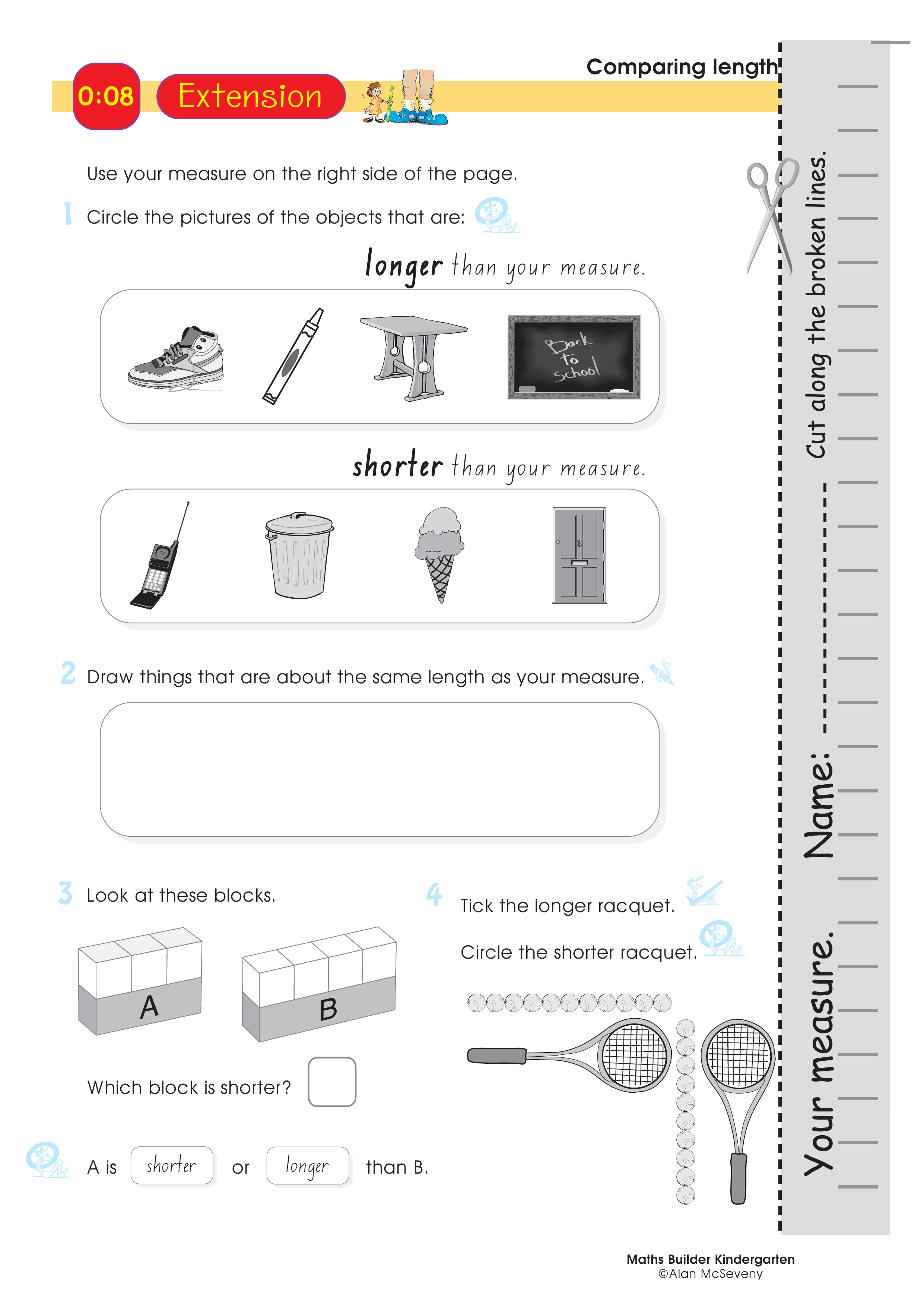 Comparing length — worksheet preview