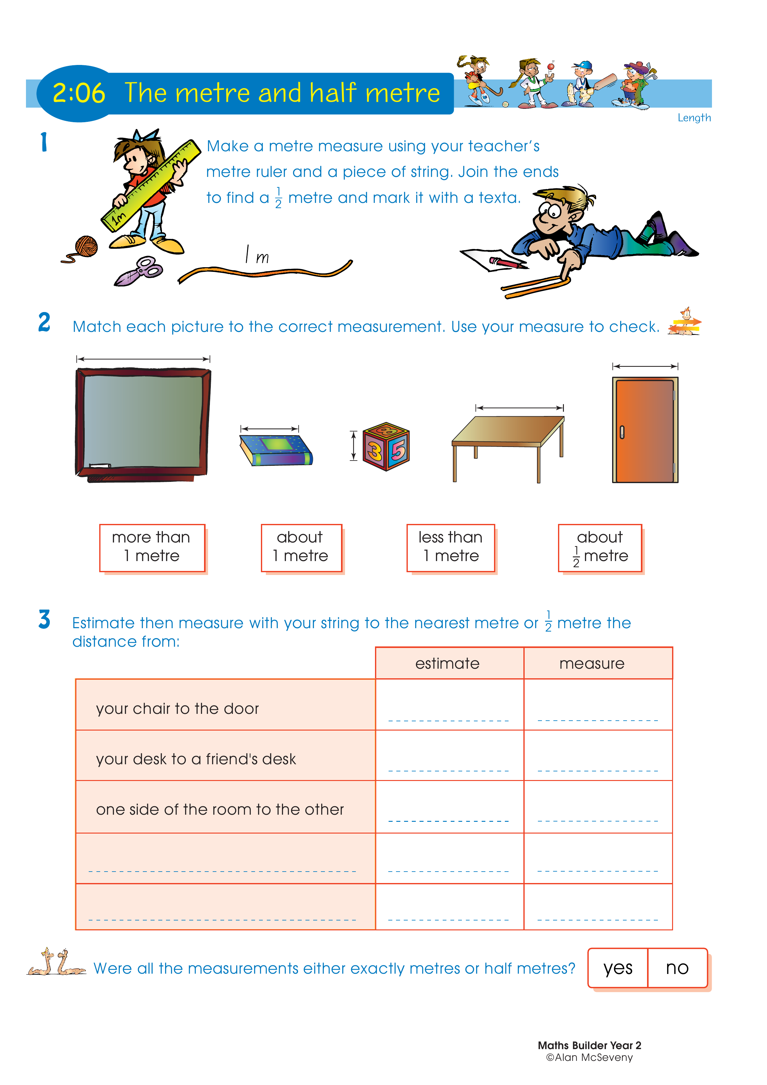 The metre and half metre — worksheet preview
