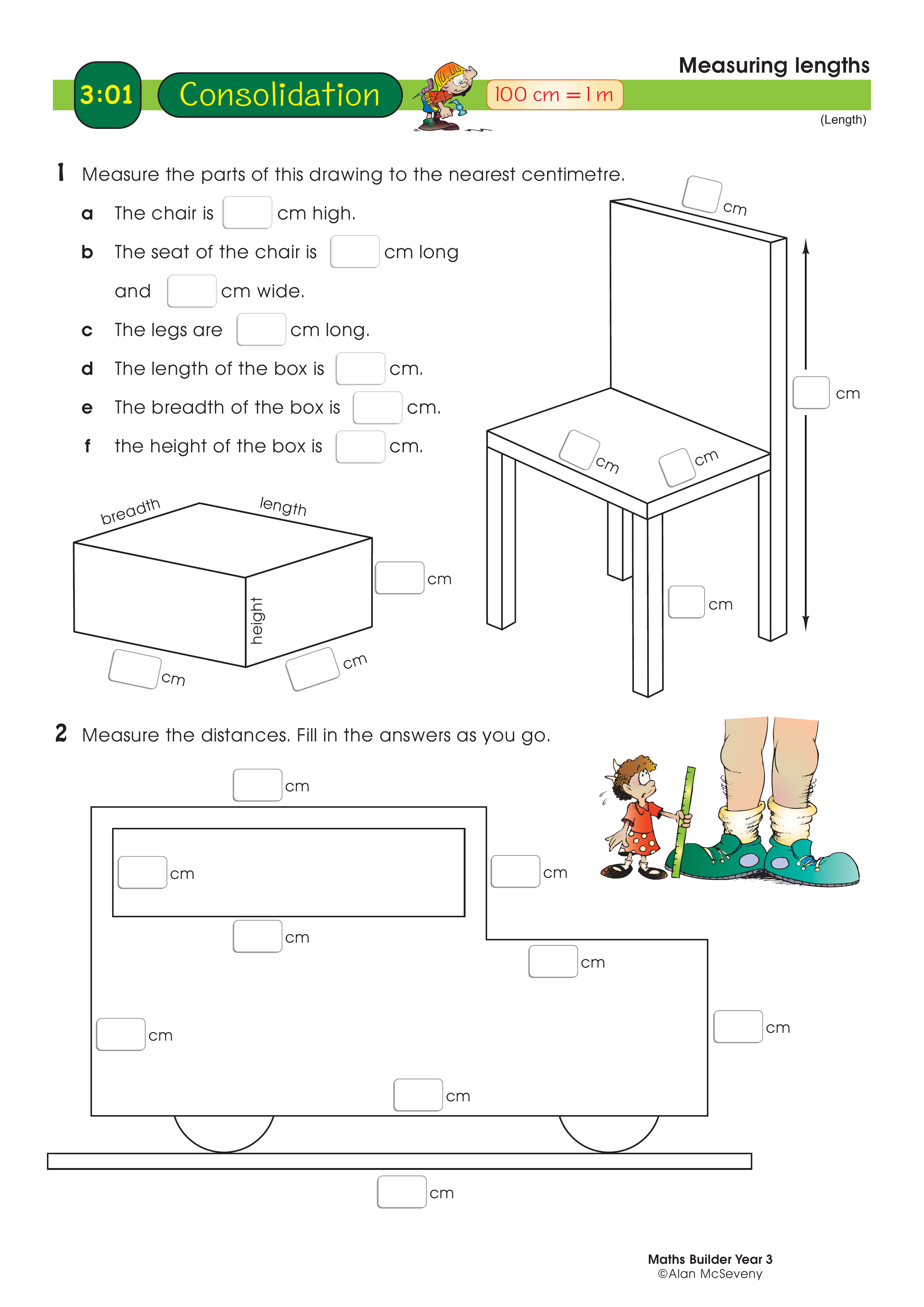 Measuring lengths — worksheet preview