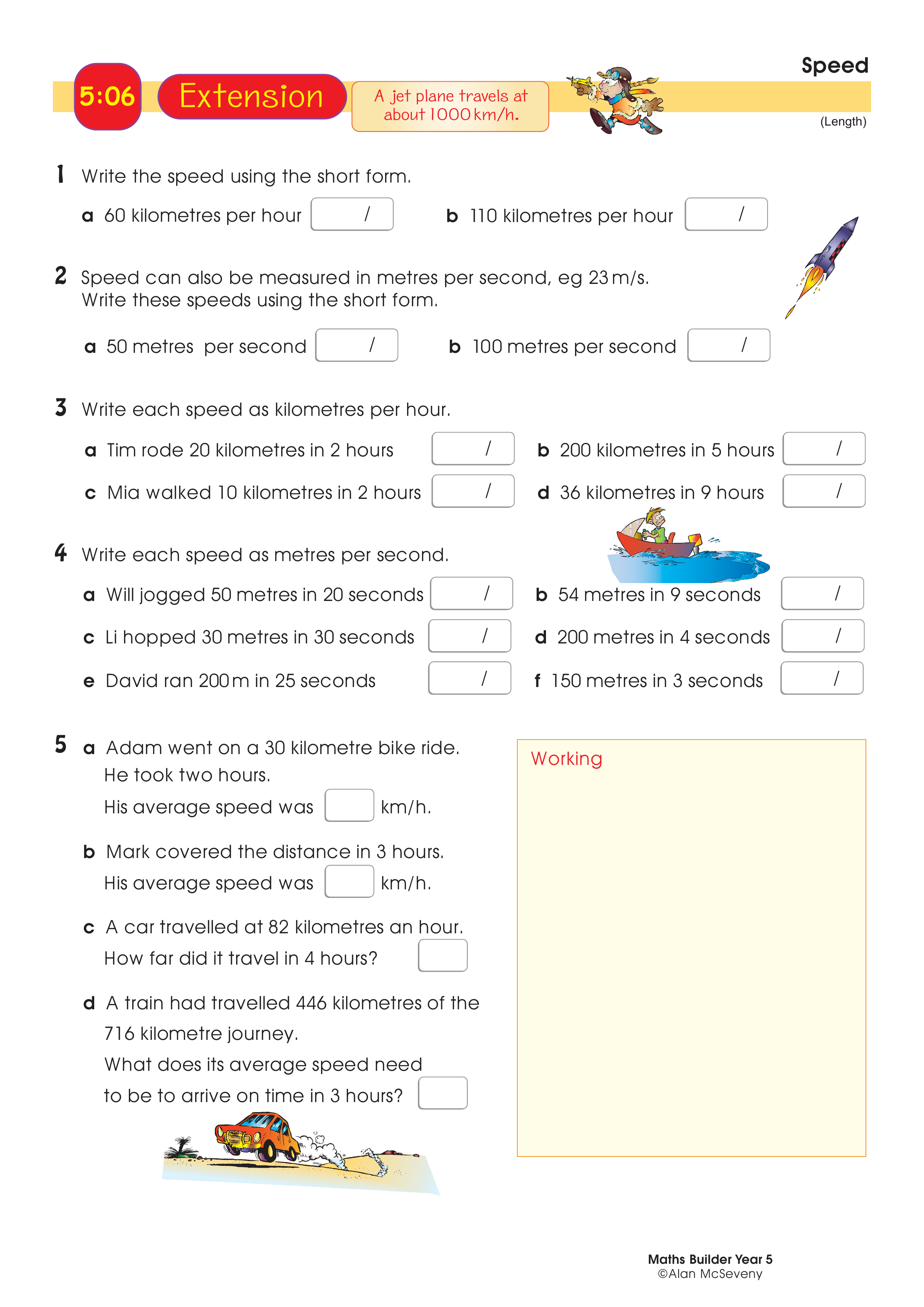 Speed — worksheet preview
