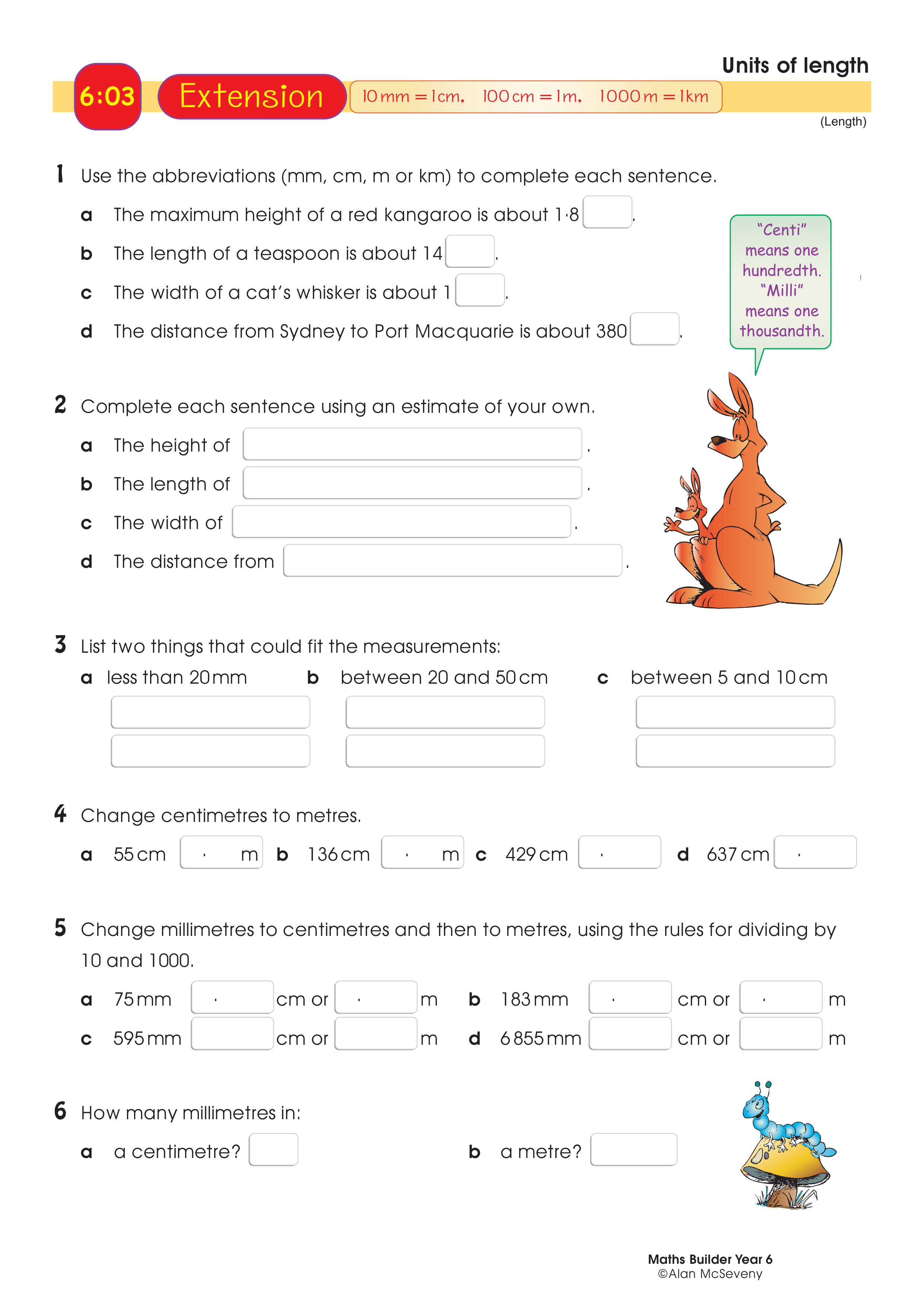Units of length — worksheet preview