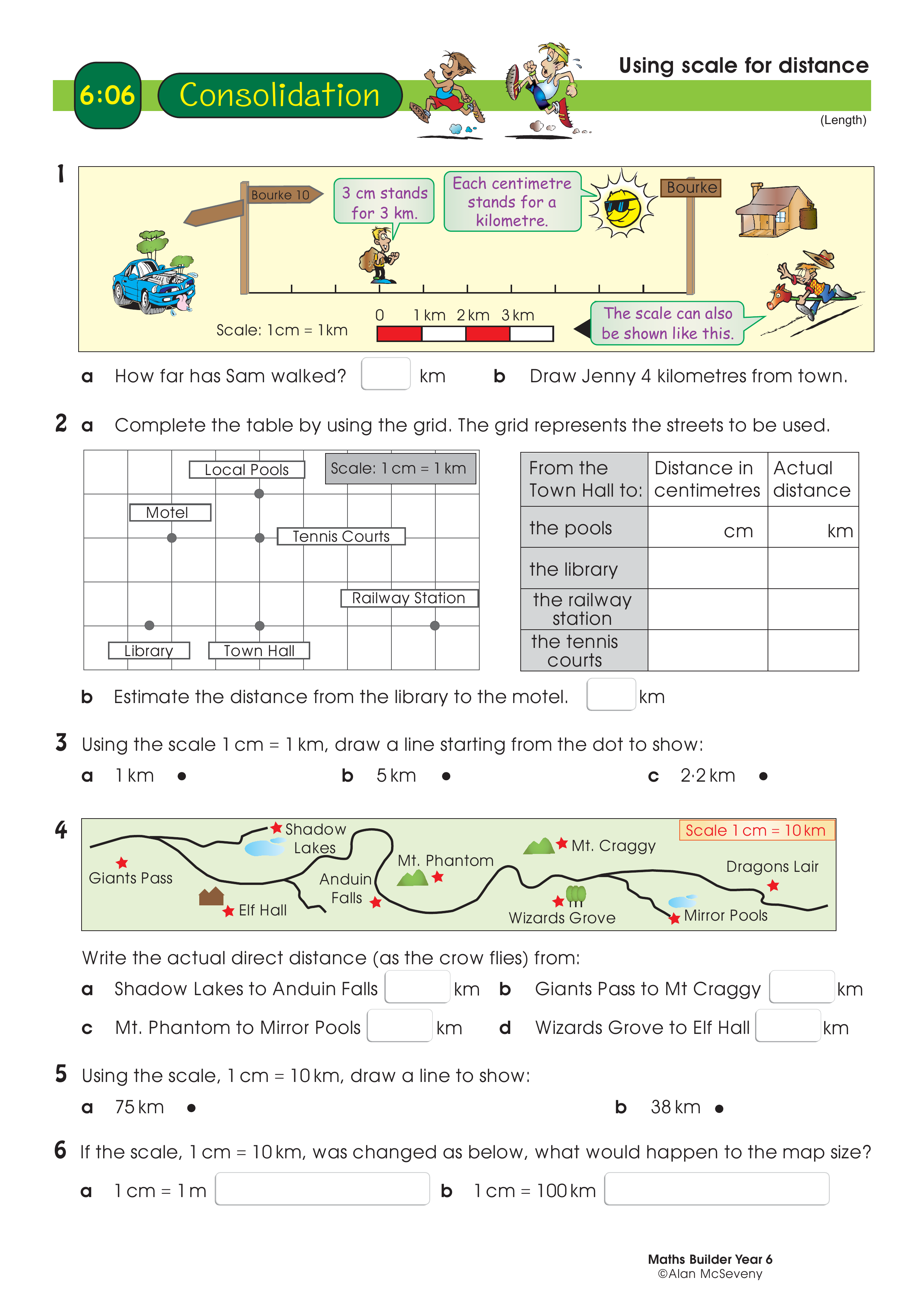 Using scale for distance — worksheet preview
