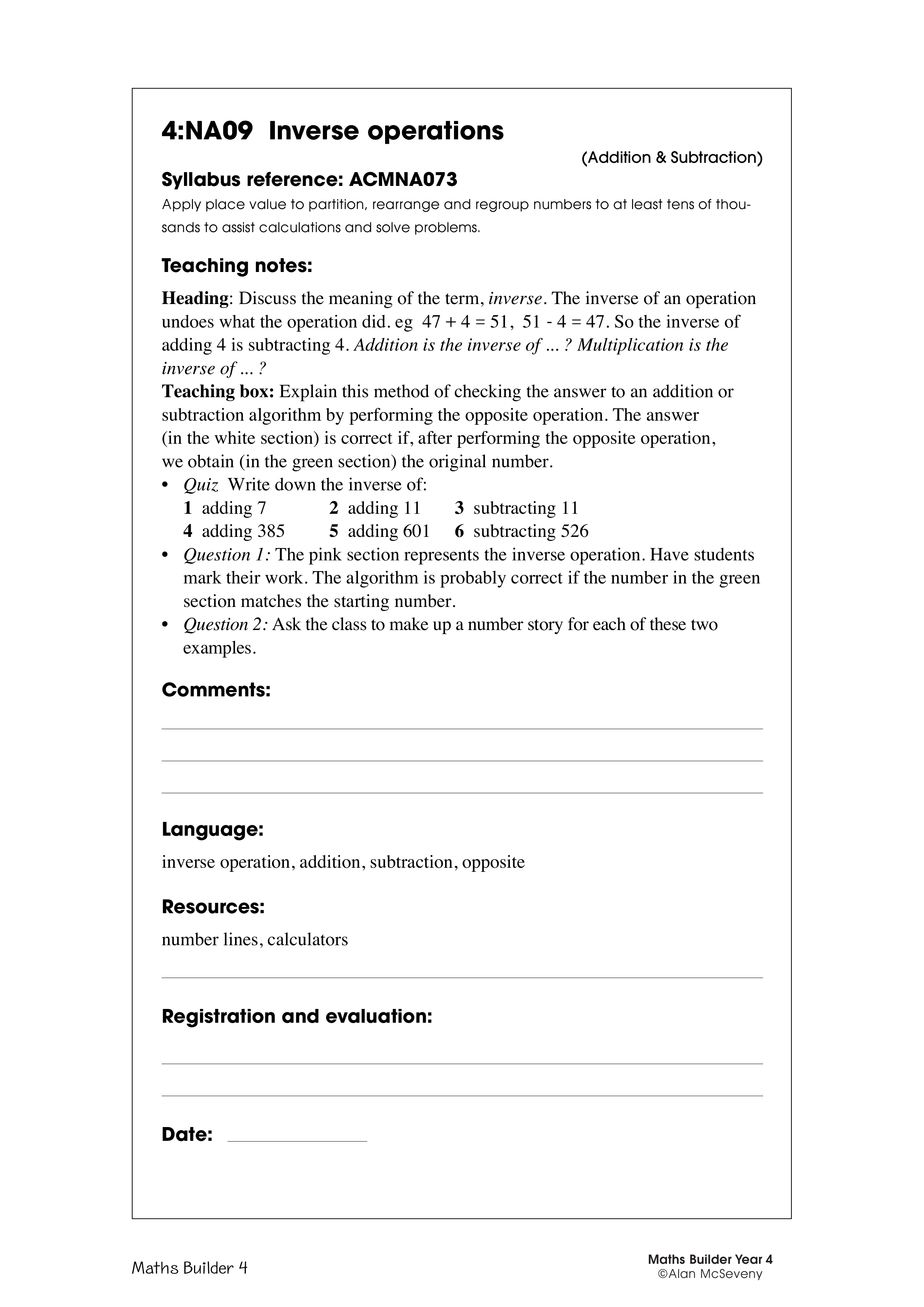 Inverse operations — worksheet preview