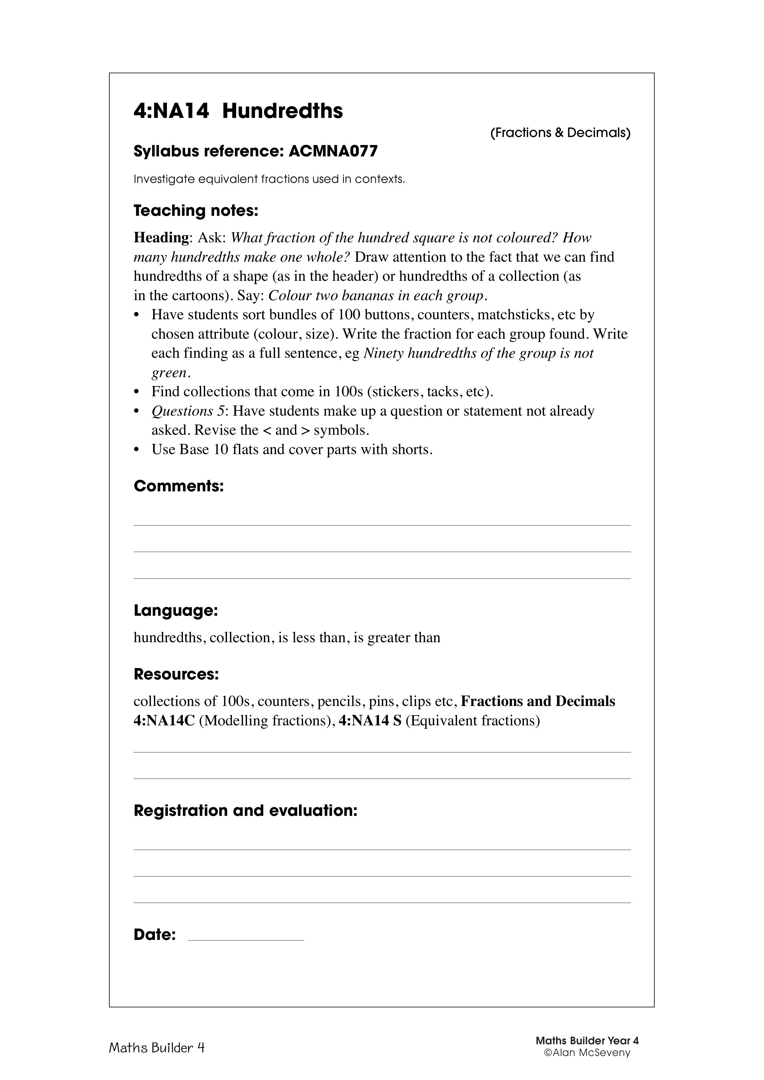 Hundredths — worksheet preview