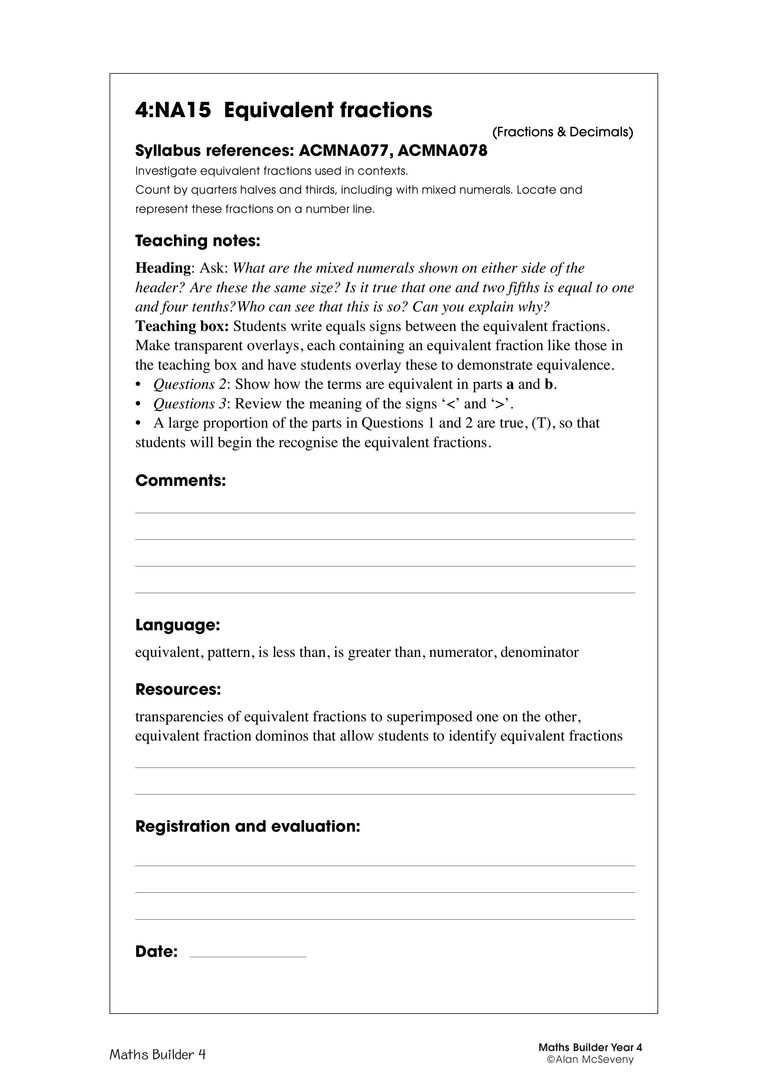 Equivalent fractions — worksheet preview
