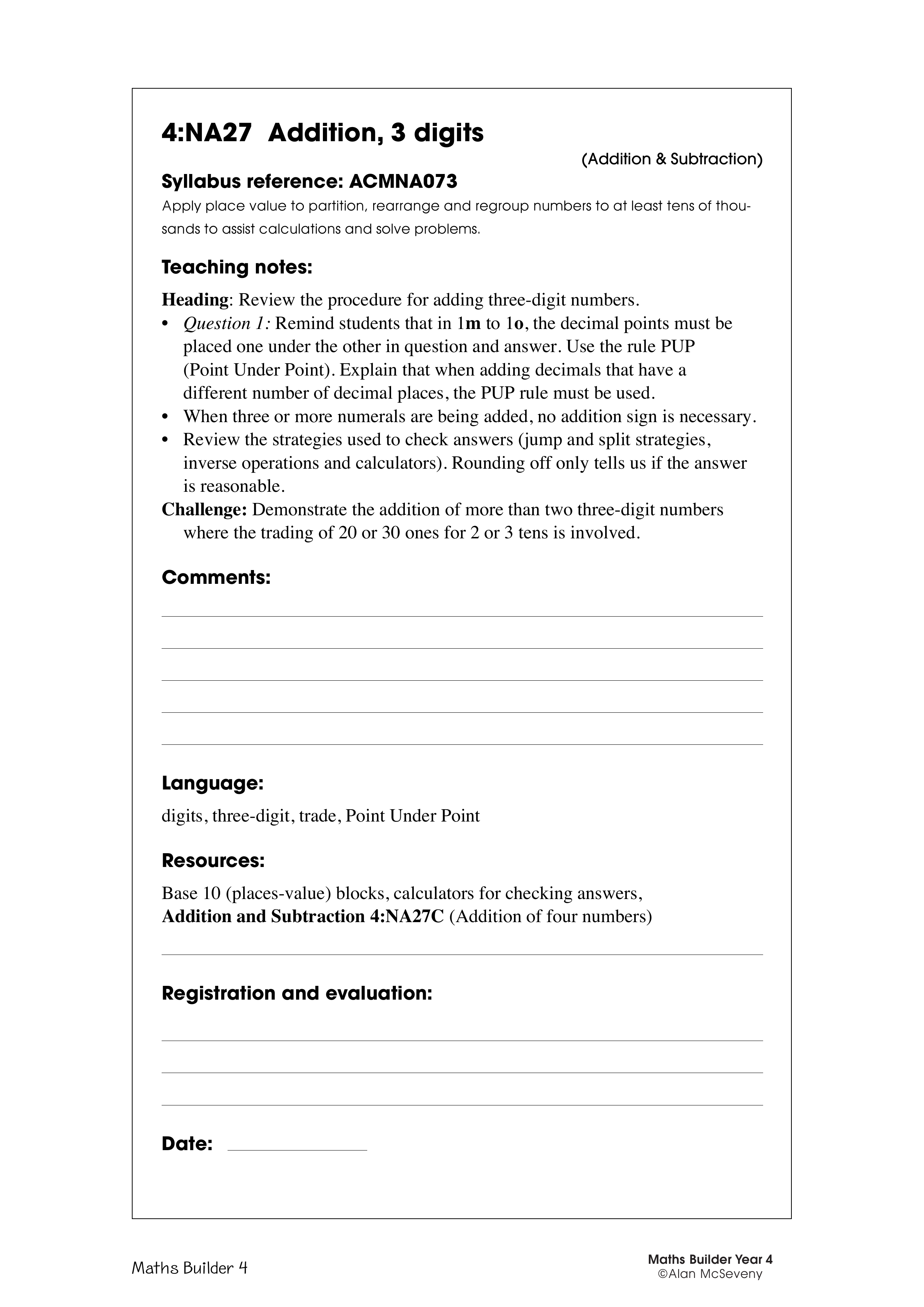 Addition, 3 digits — worksheet preview