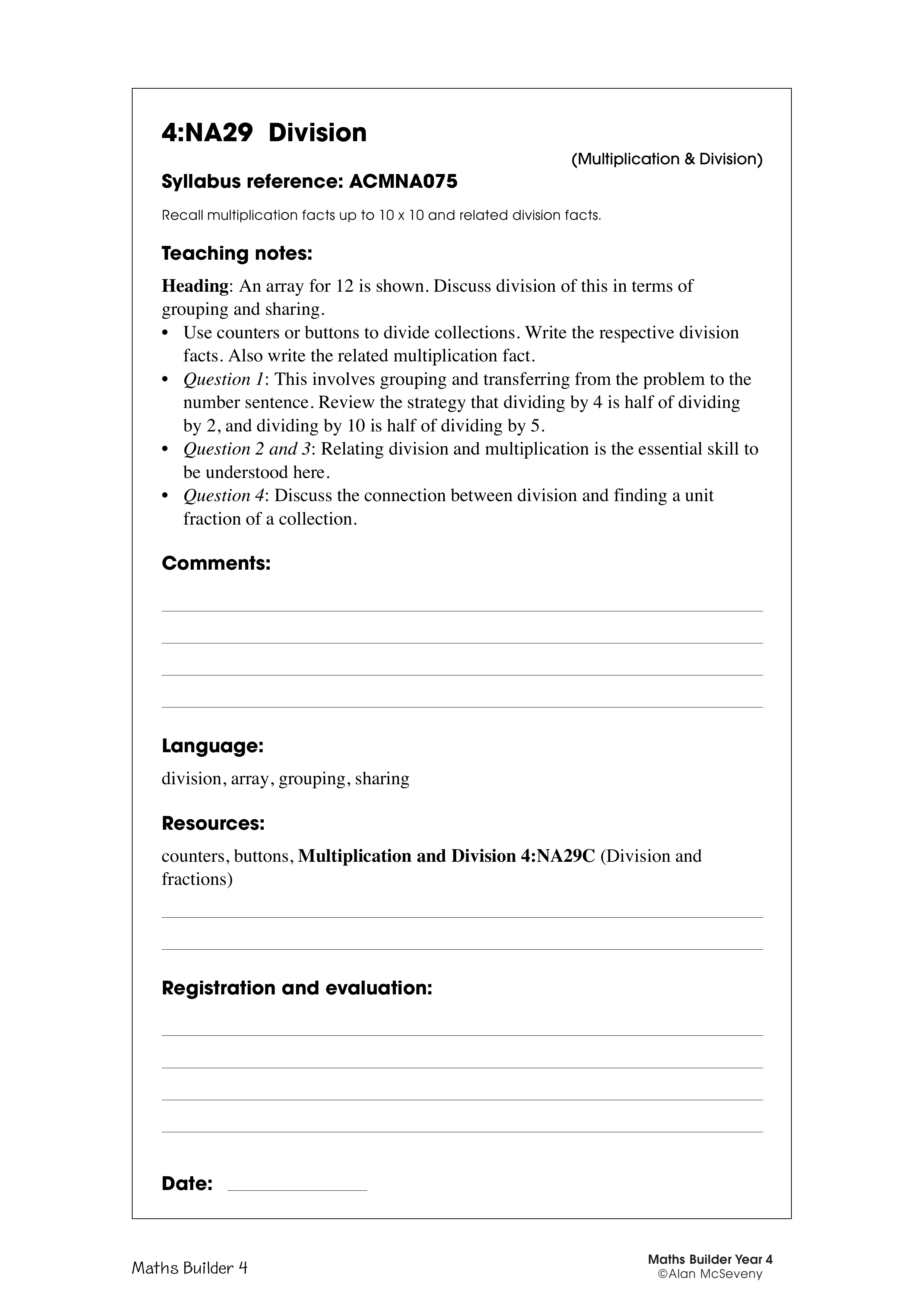 Division — worksheet preview