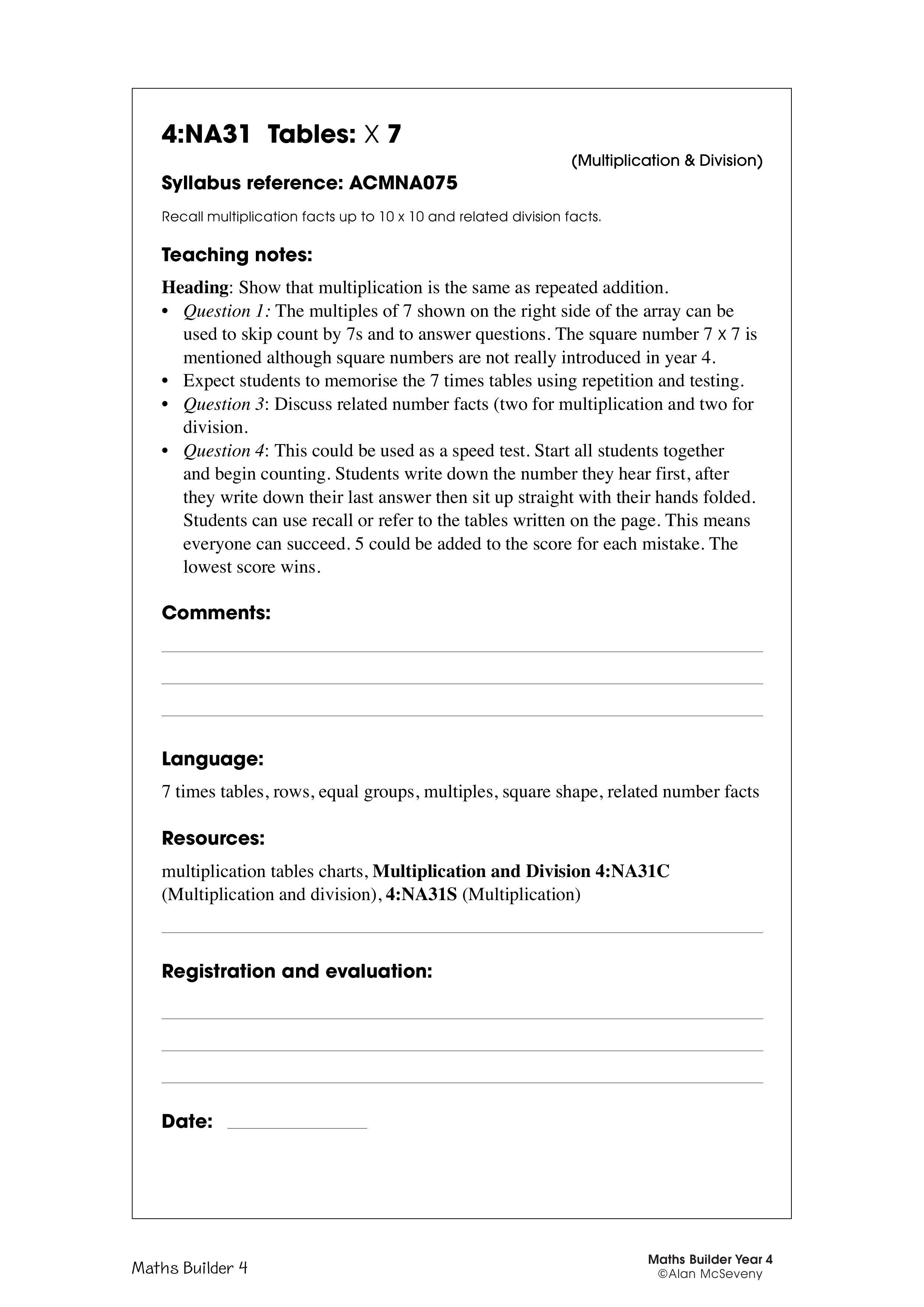 Tables: x 7 — worksheet preview