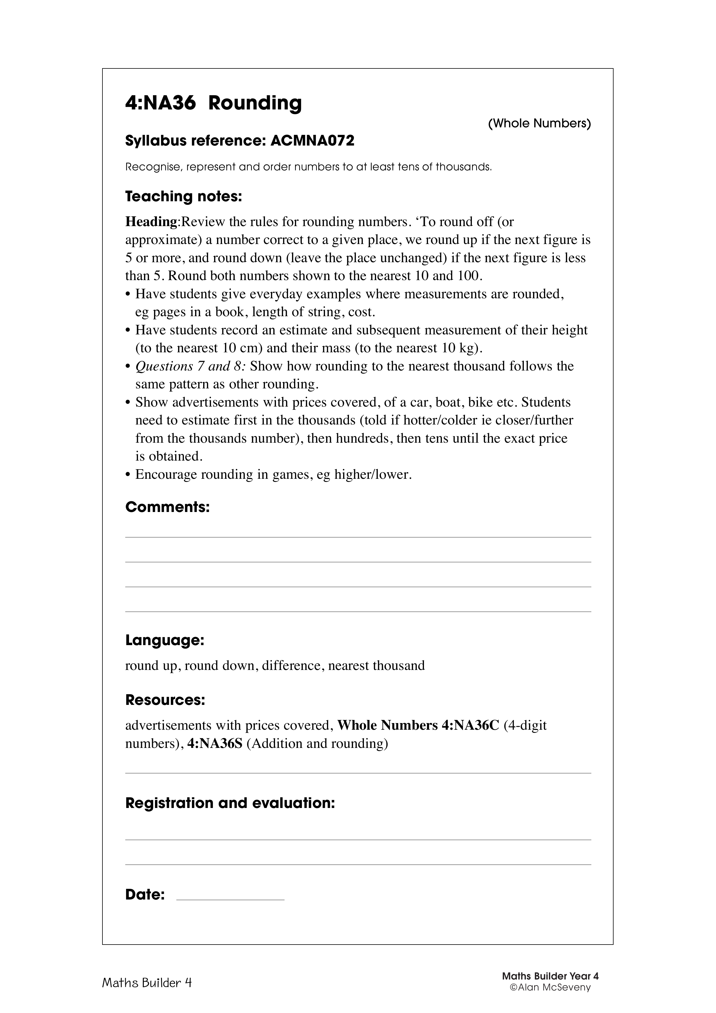 Rounding — worksheet preview
