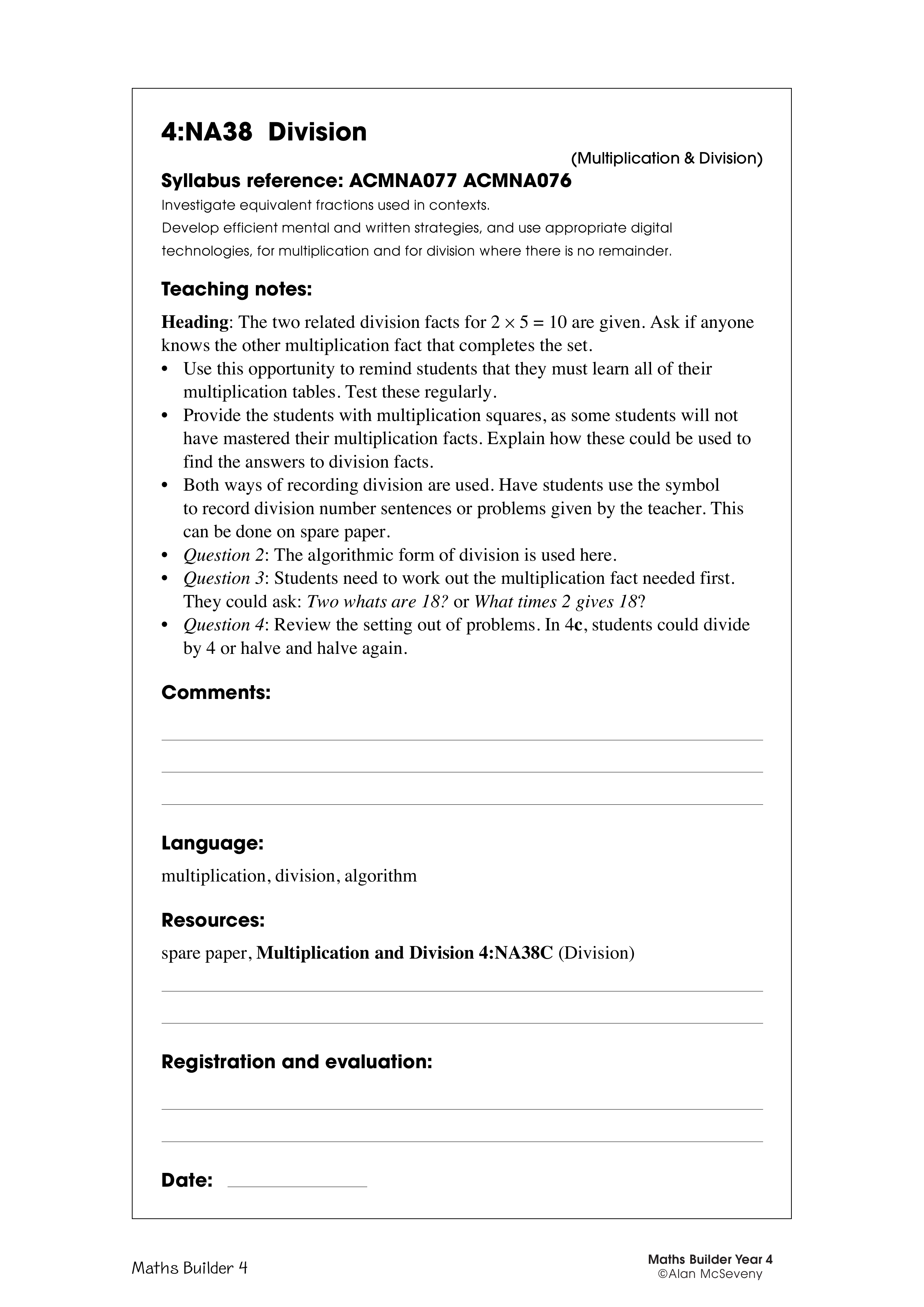 Division — worksheet preview