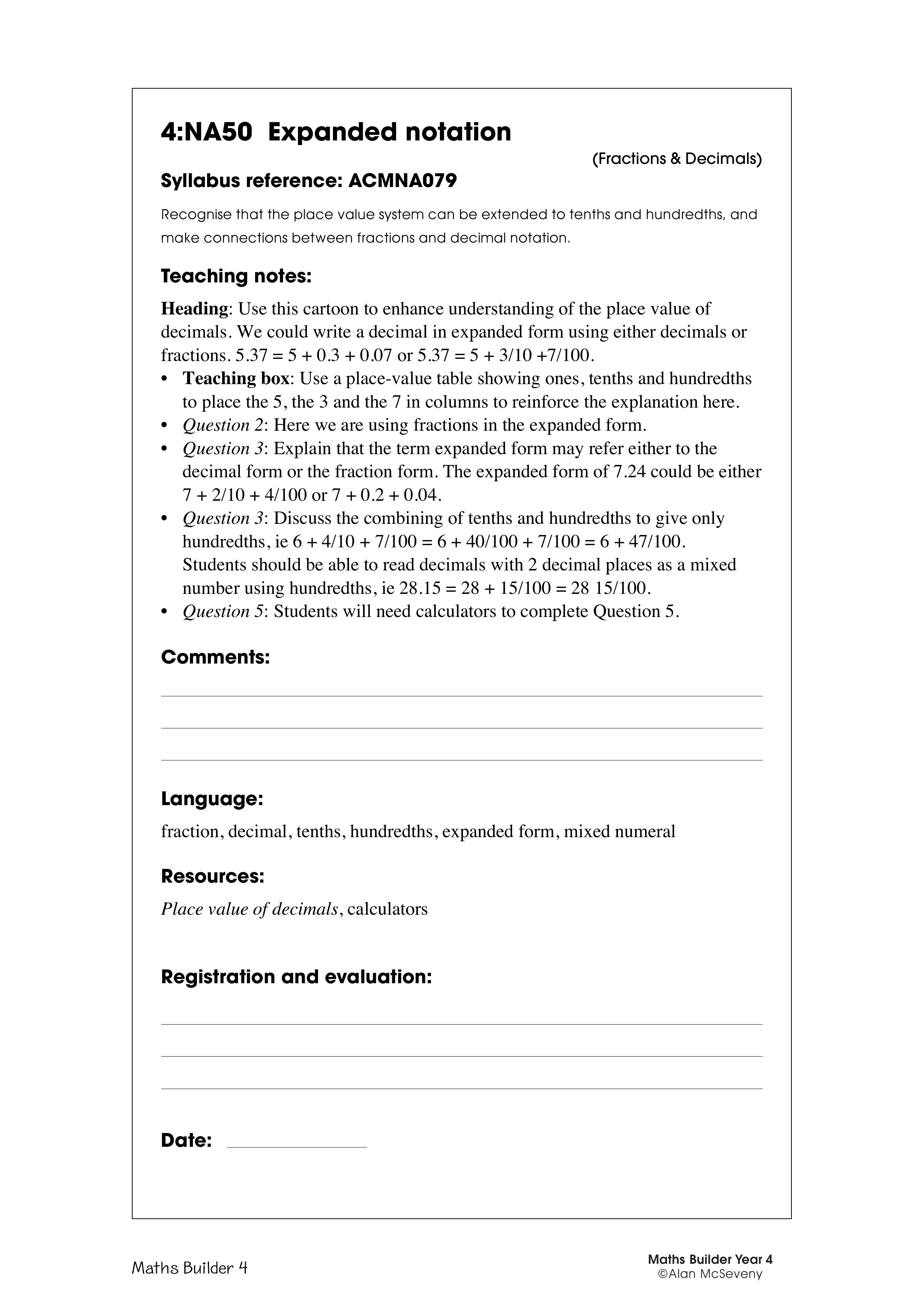Expanded notation — worksheet preview