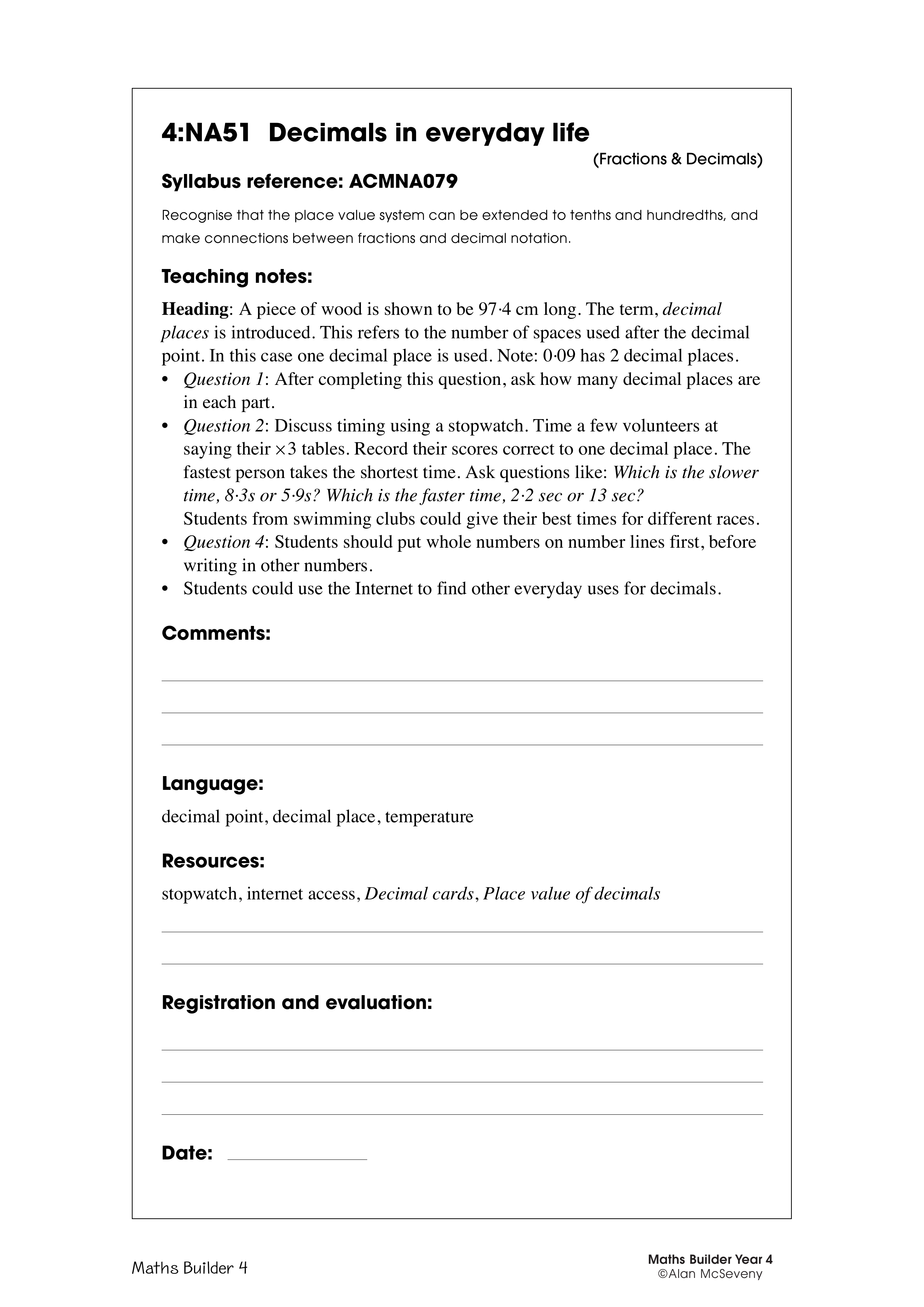 Decimals in everyday life — worksheet preview
