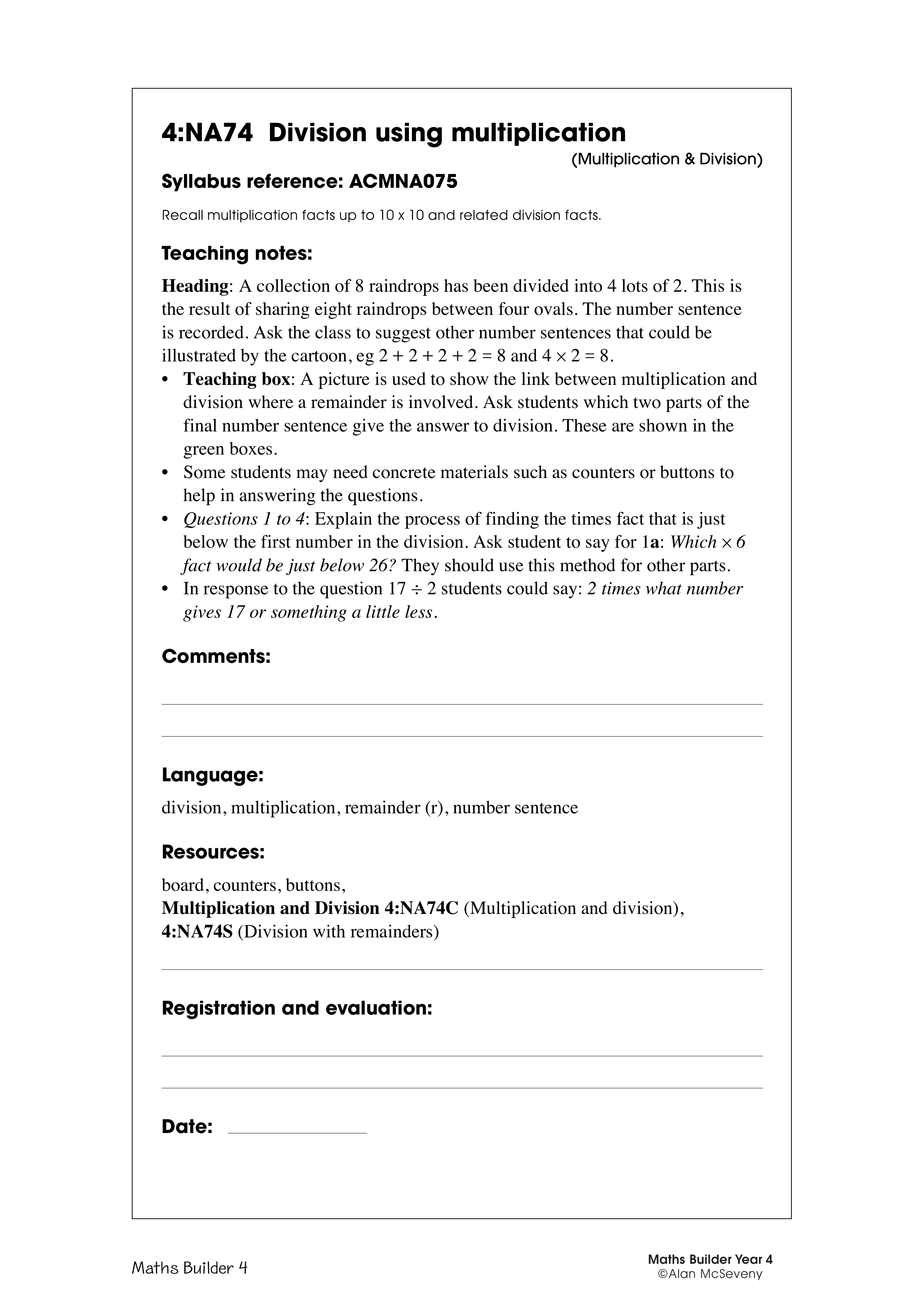 Division using multiplication — worksheet preview