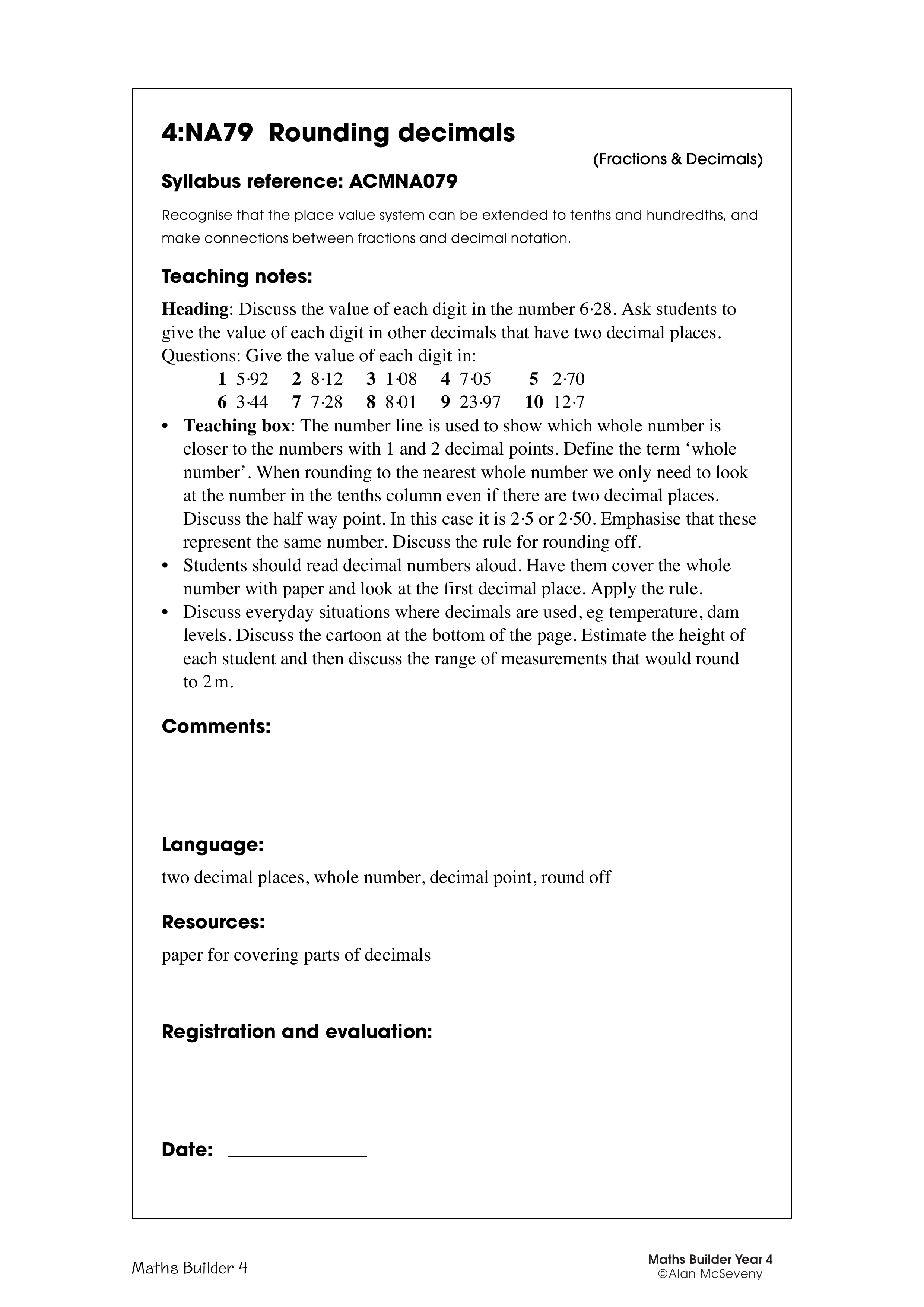 Rounding decimals — worksheet preview