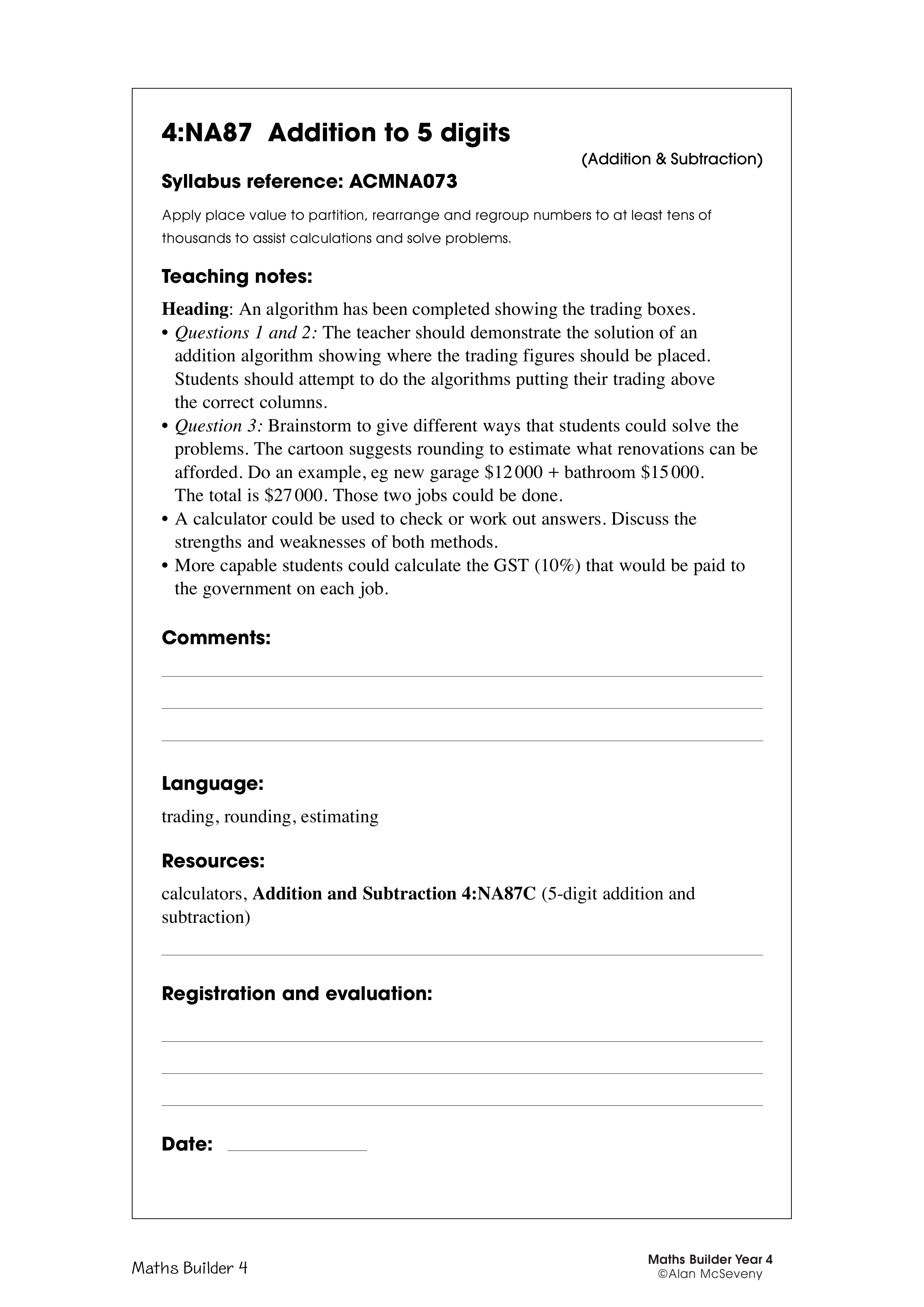 Addition to 5 digits — worksheet preview