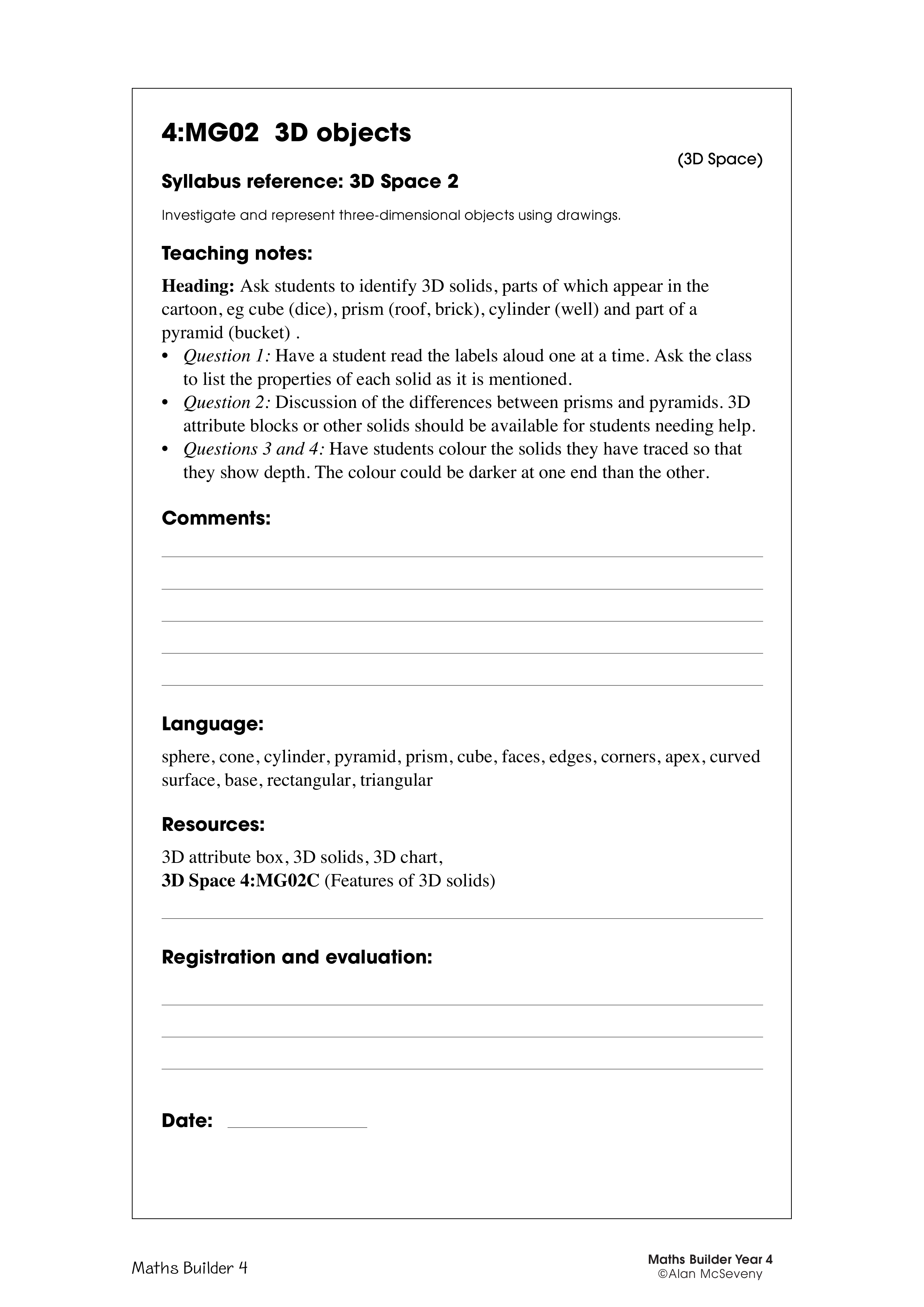 3D objects — worksheet preview