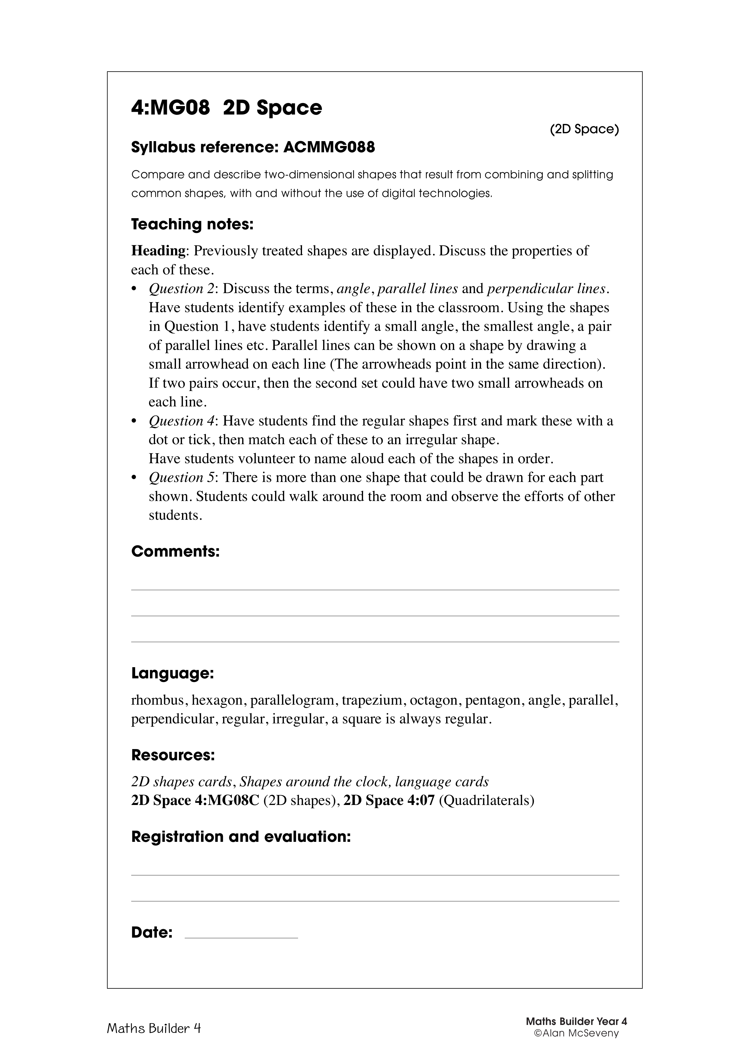 2D Space — worksheet preview
