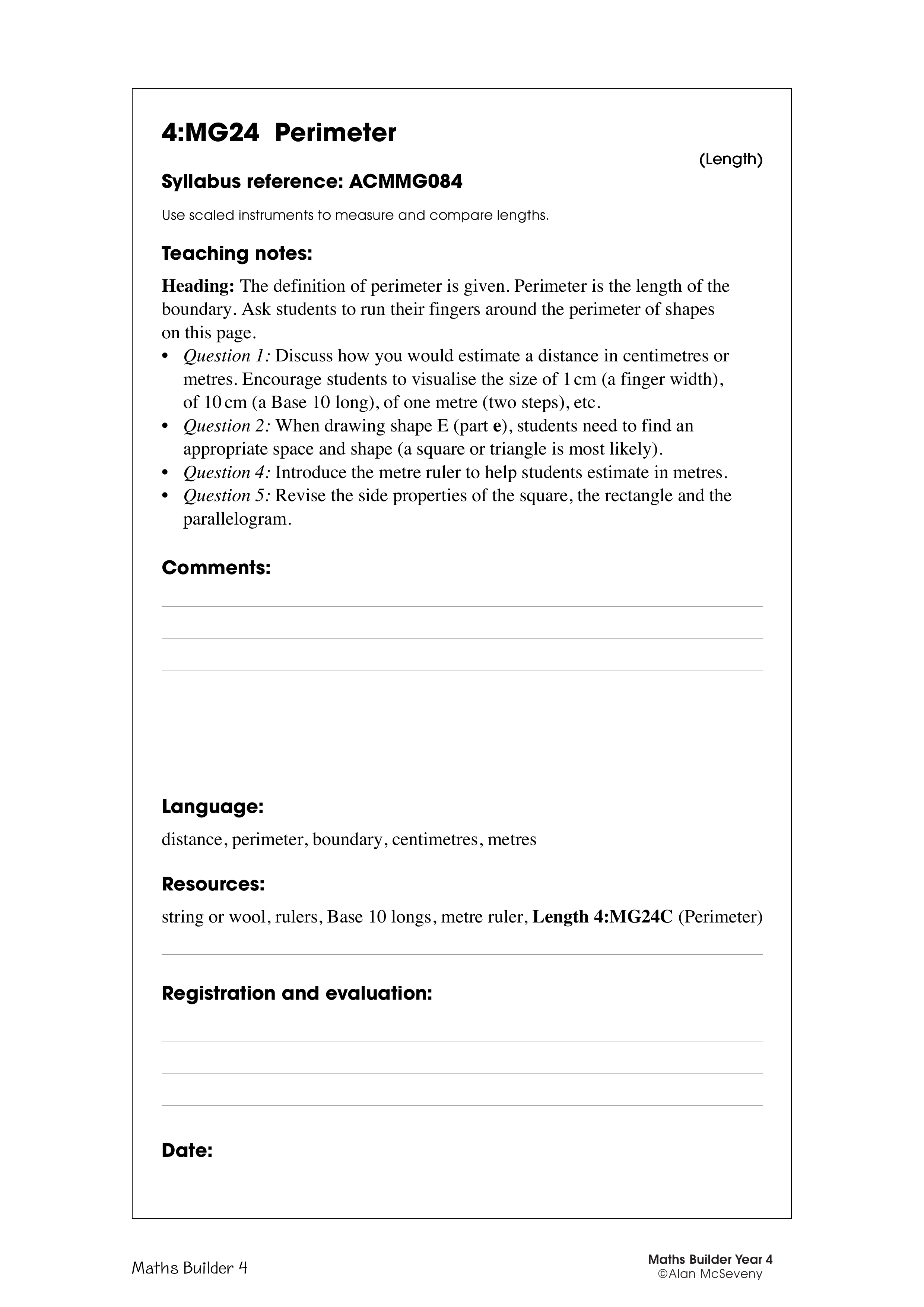 Perimeter — worksheet preview