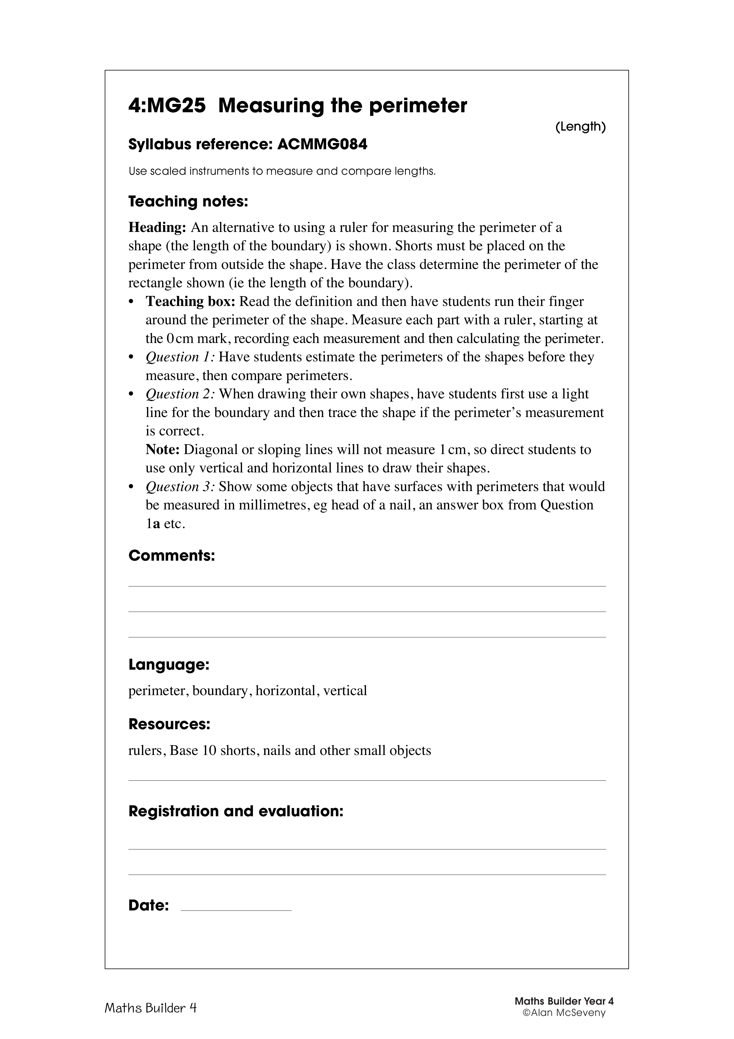 Measuring the perimeter — worksheet preview