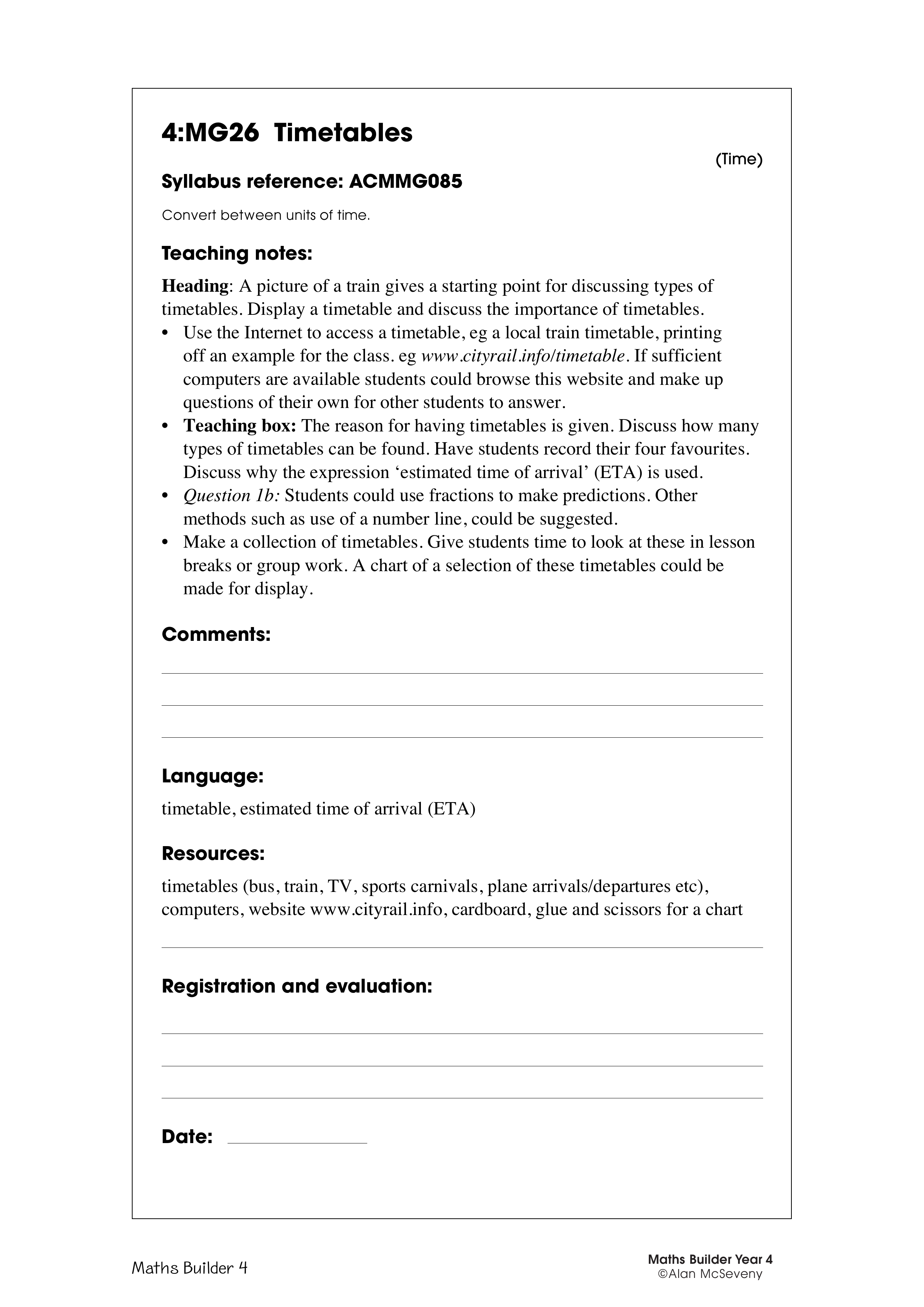 Timetables — worksheet preview