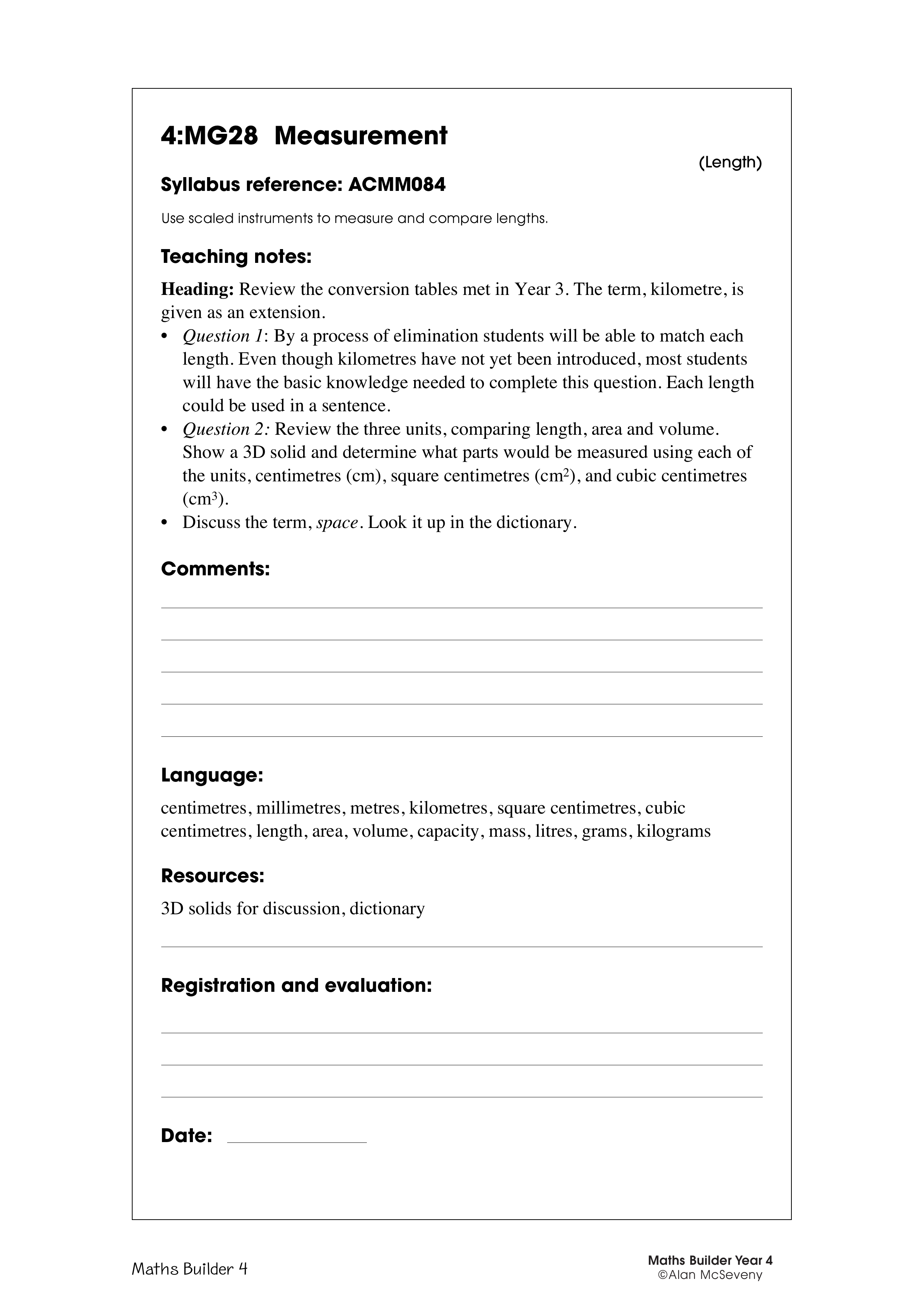 Measurement — worksheet preview