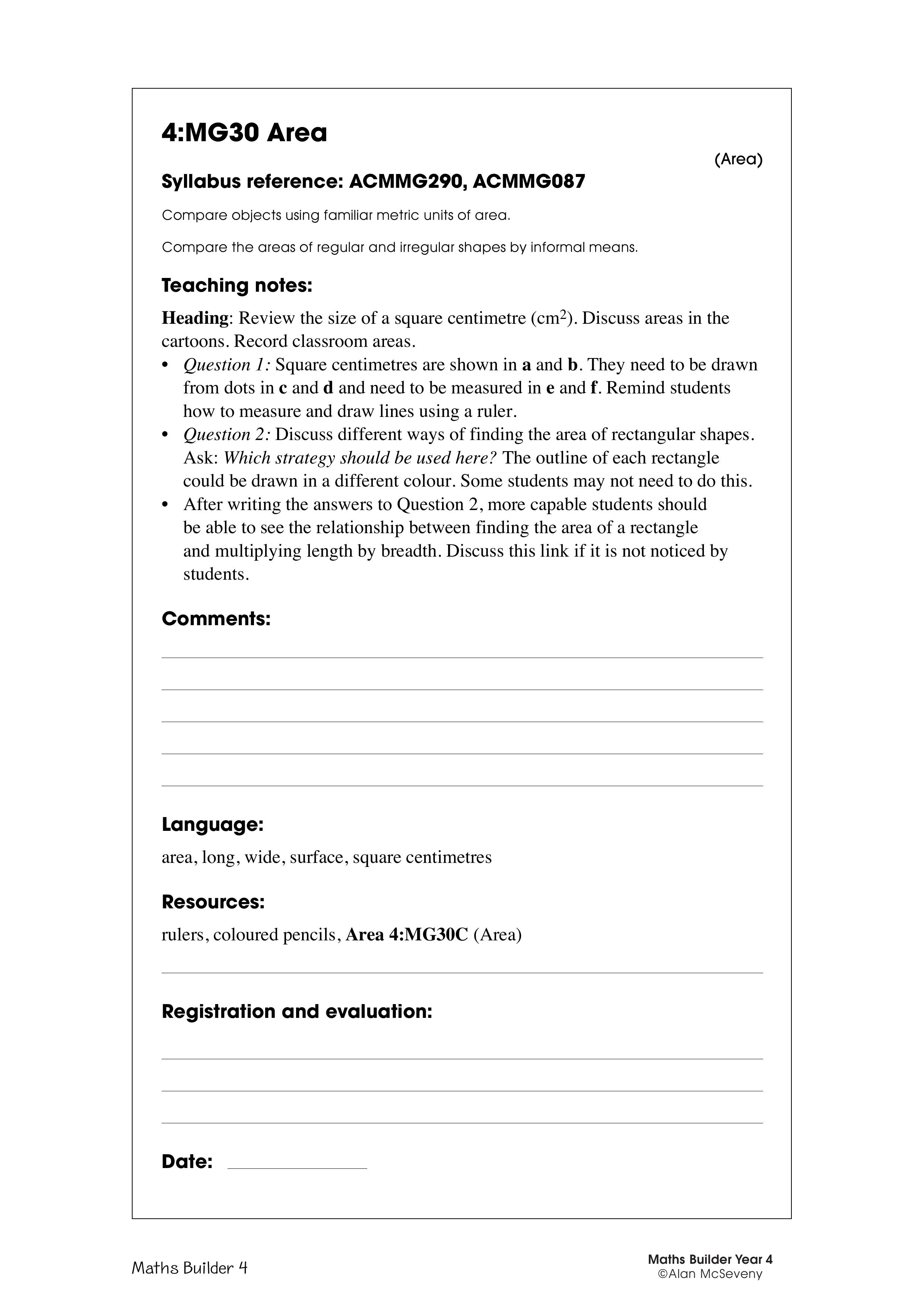 Area — worksheet preview