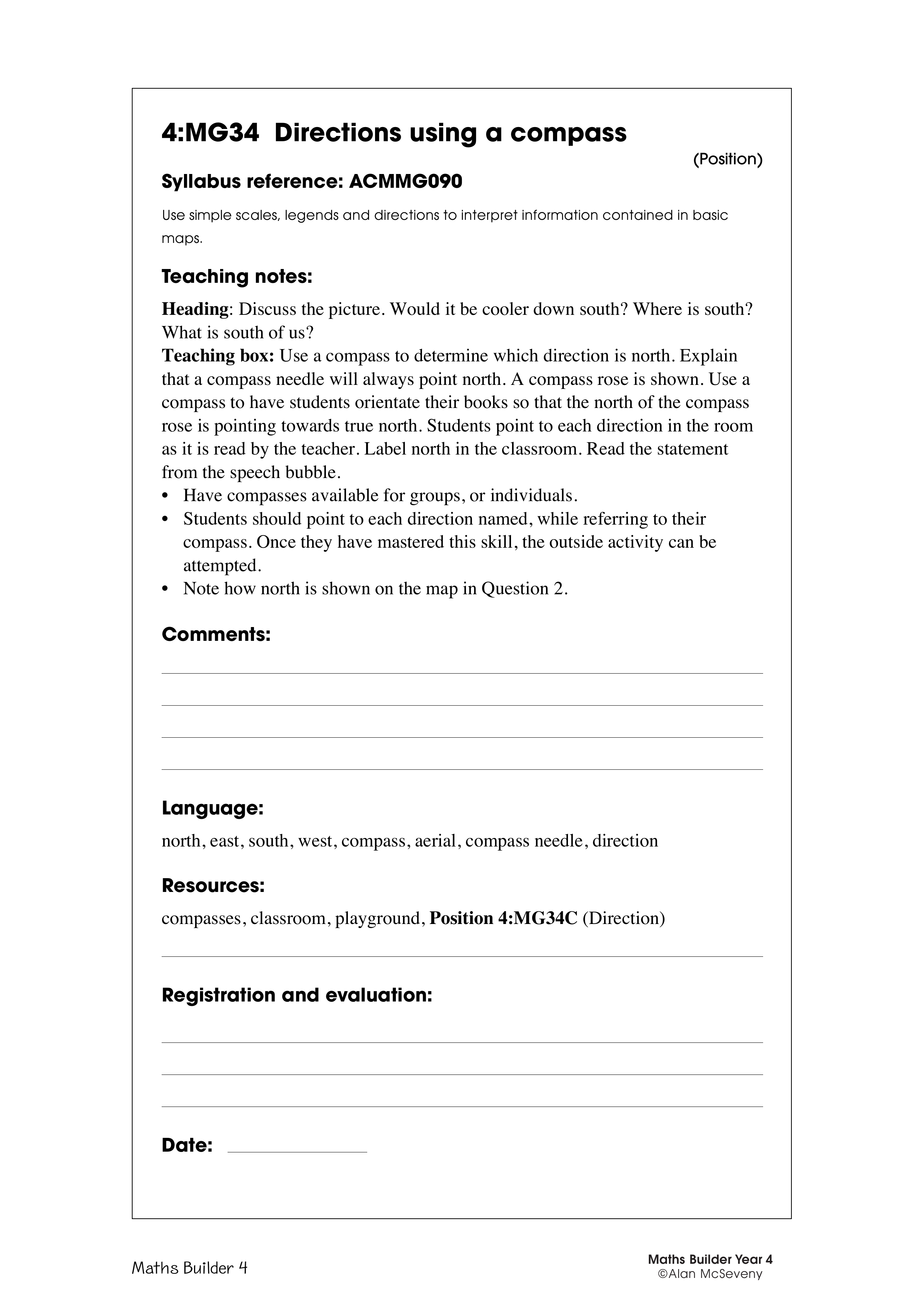 Directions using a compass — worksheet preview