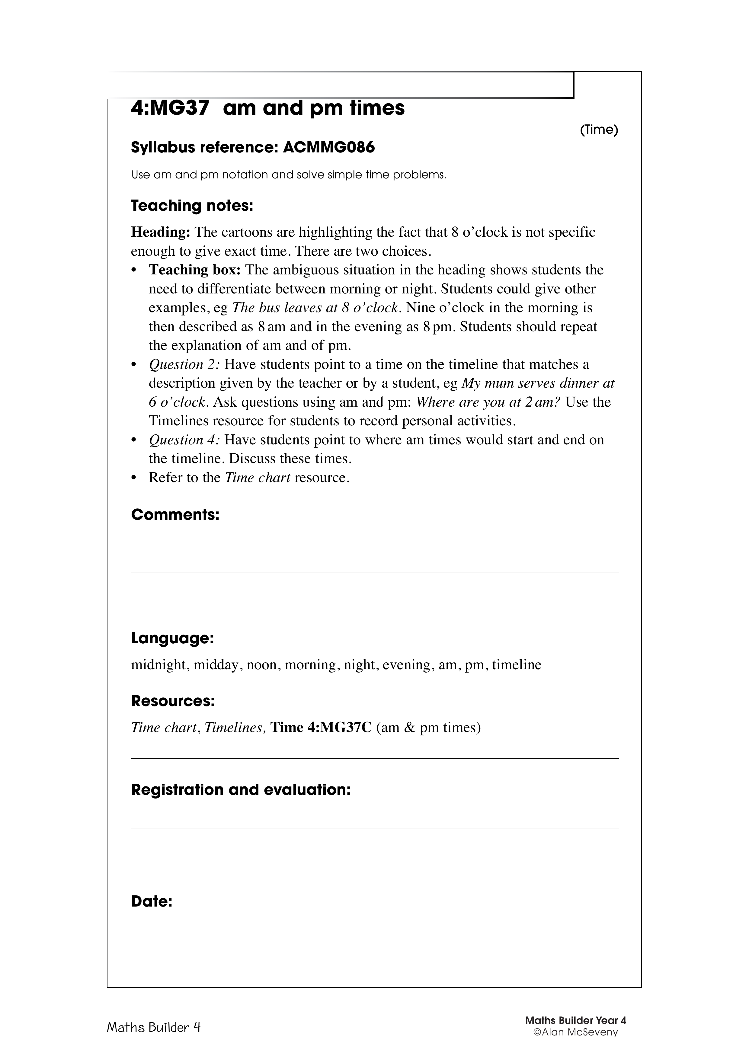 am and pm times — worksheet preview