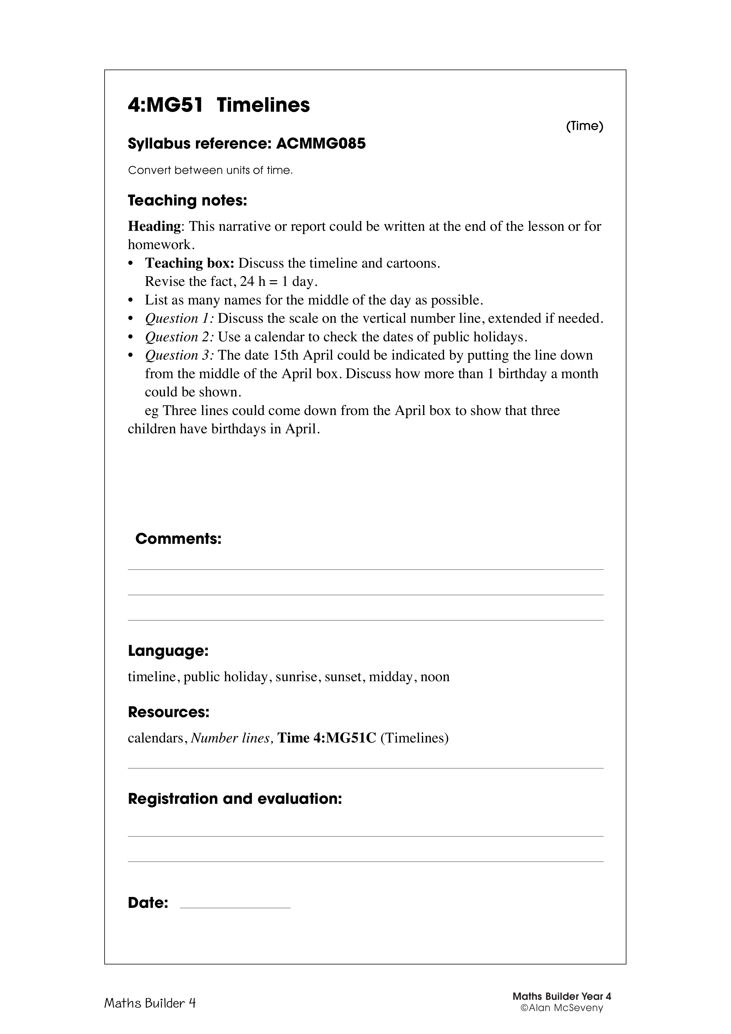 Timelines — worksheet preview