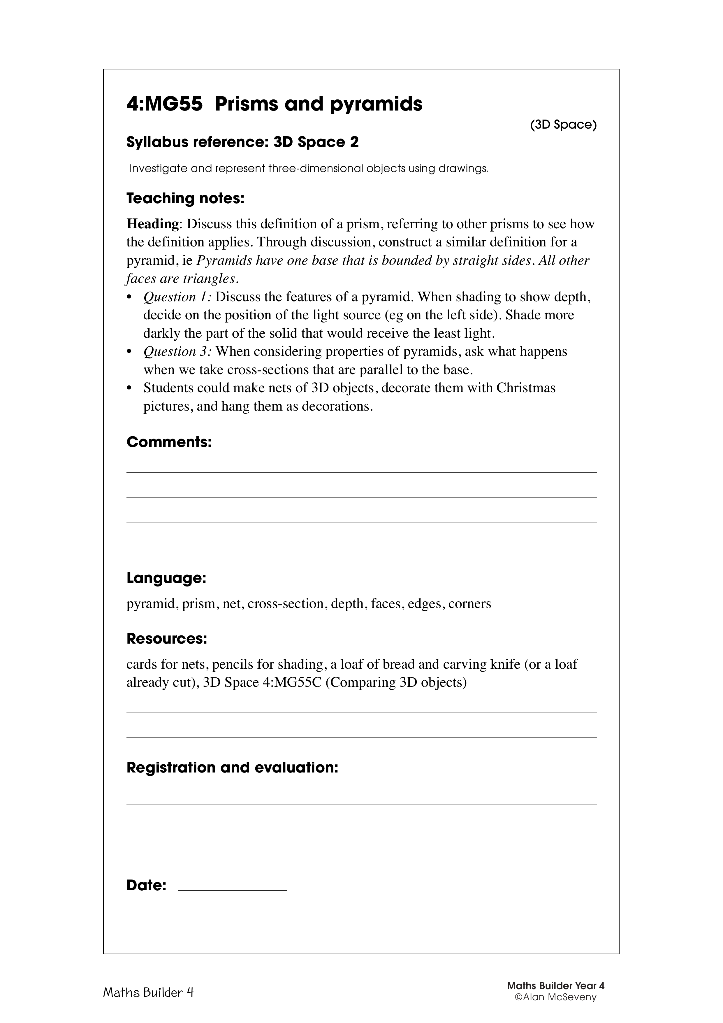 Prisms and pyramids — worksheet preview