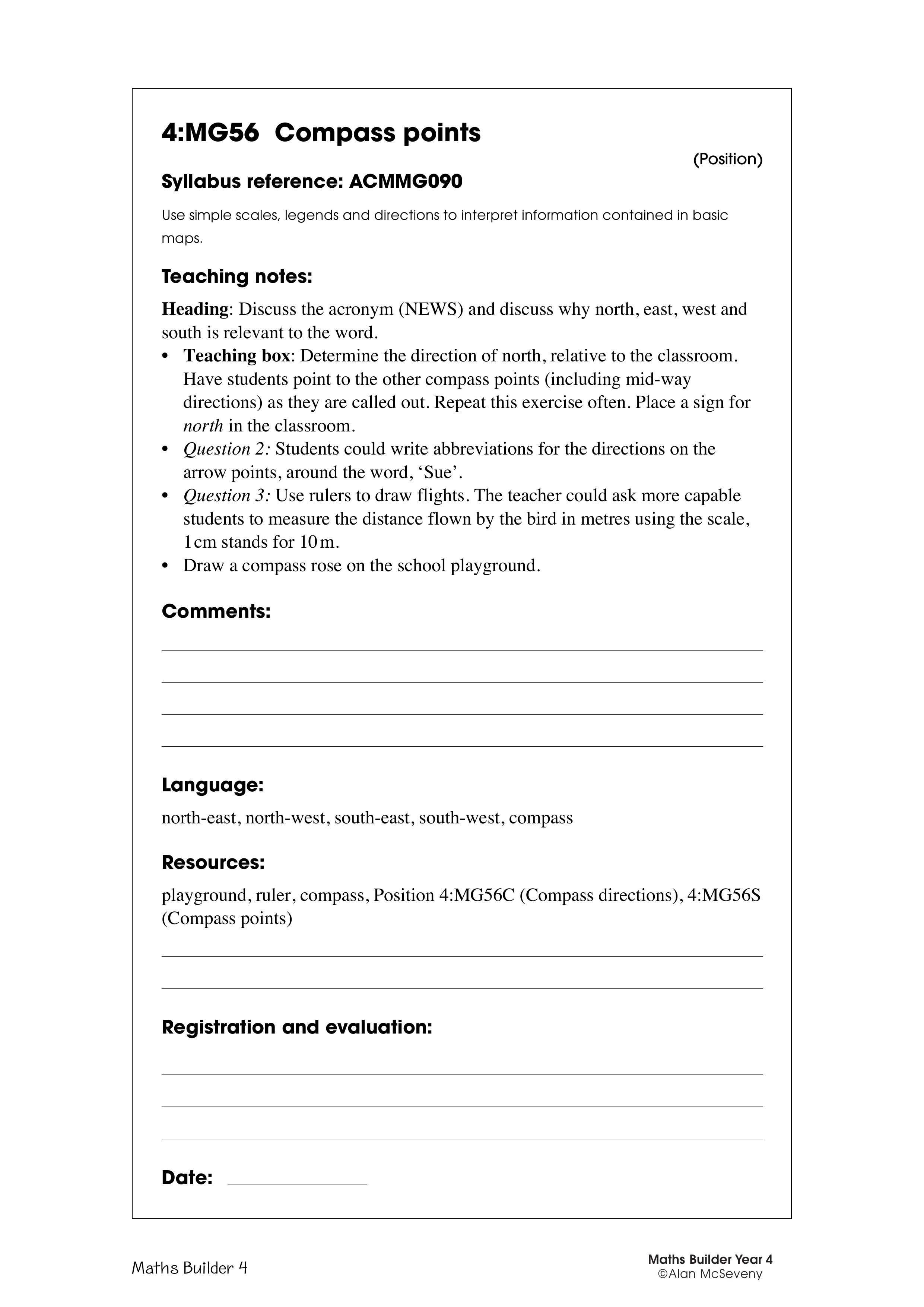 Compass points — worksheet preview