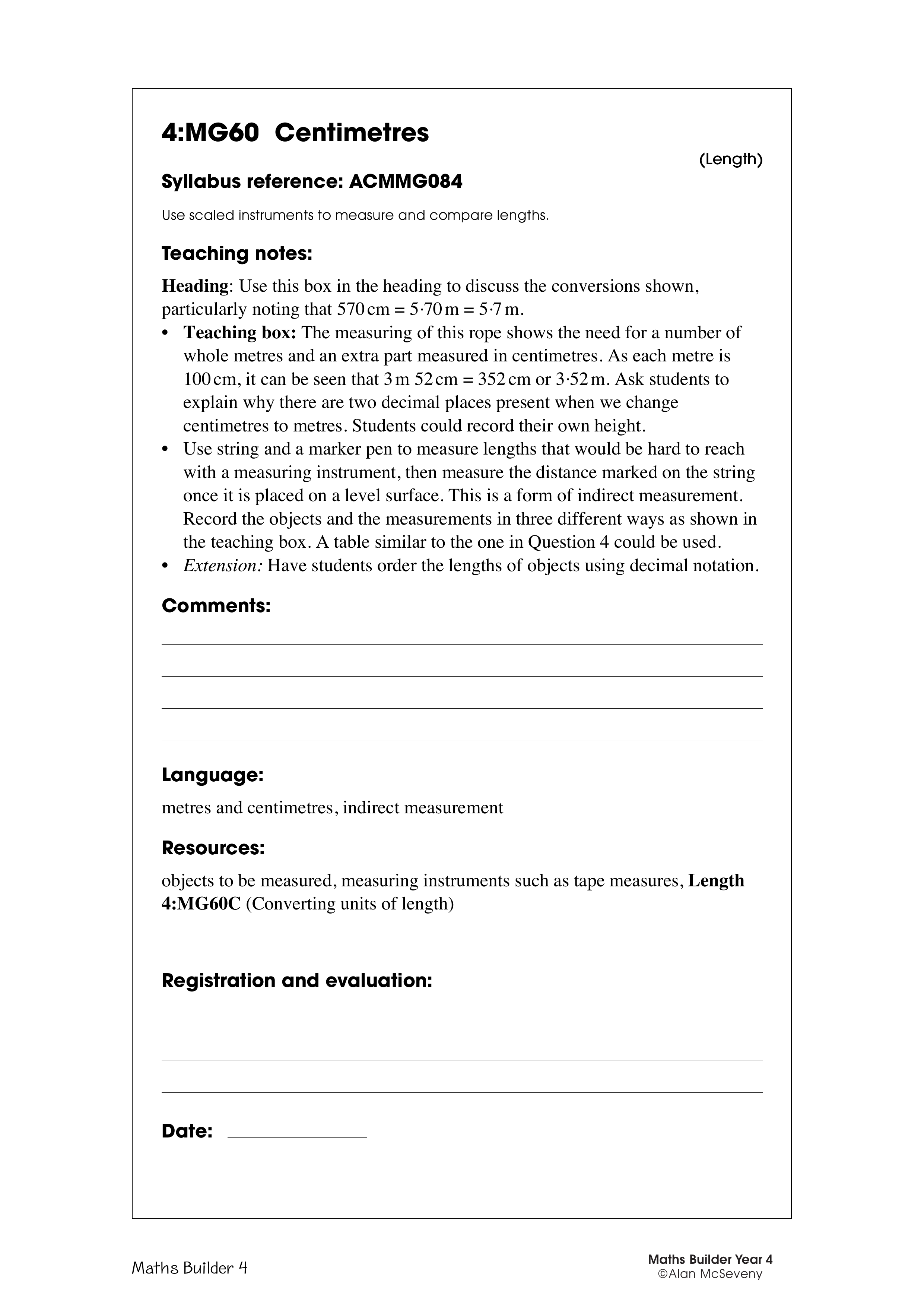 Centimetres — worksheet preview