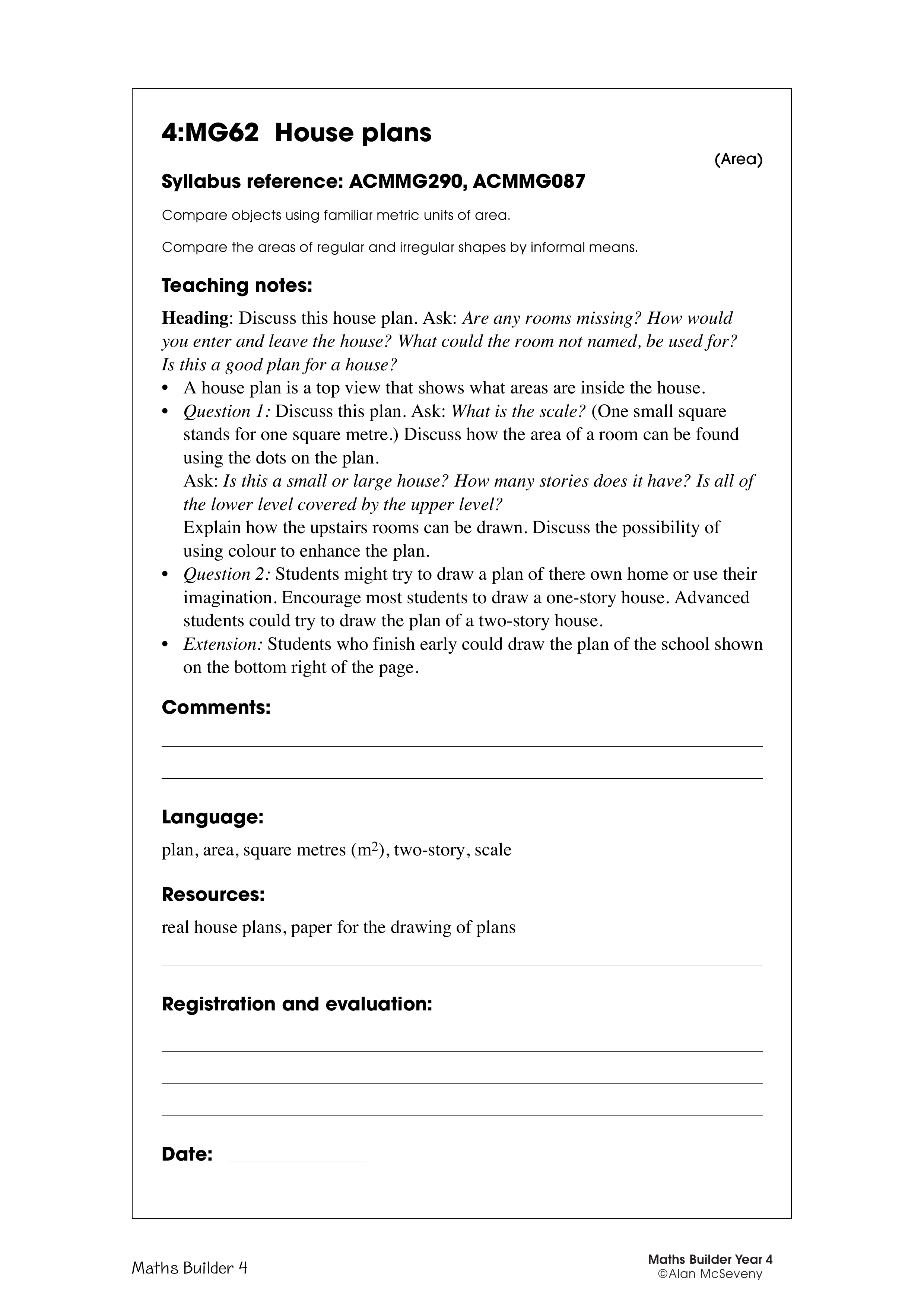 House plans — worksheet preview