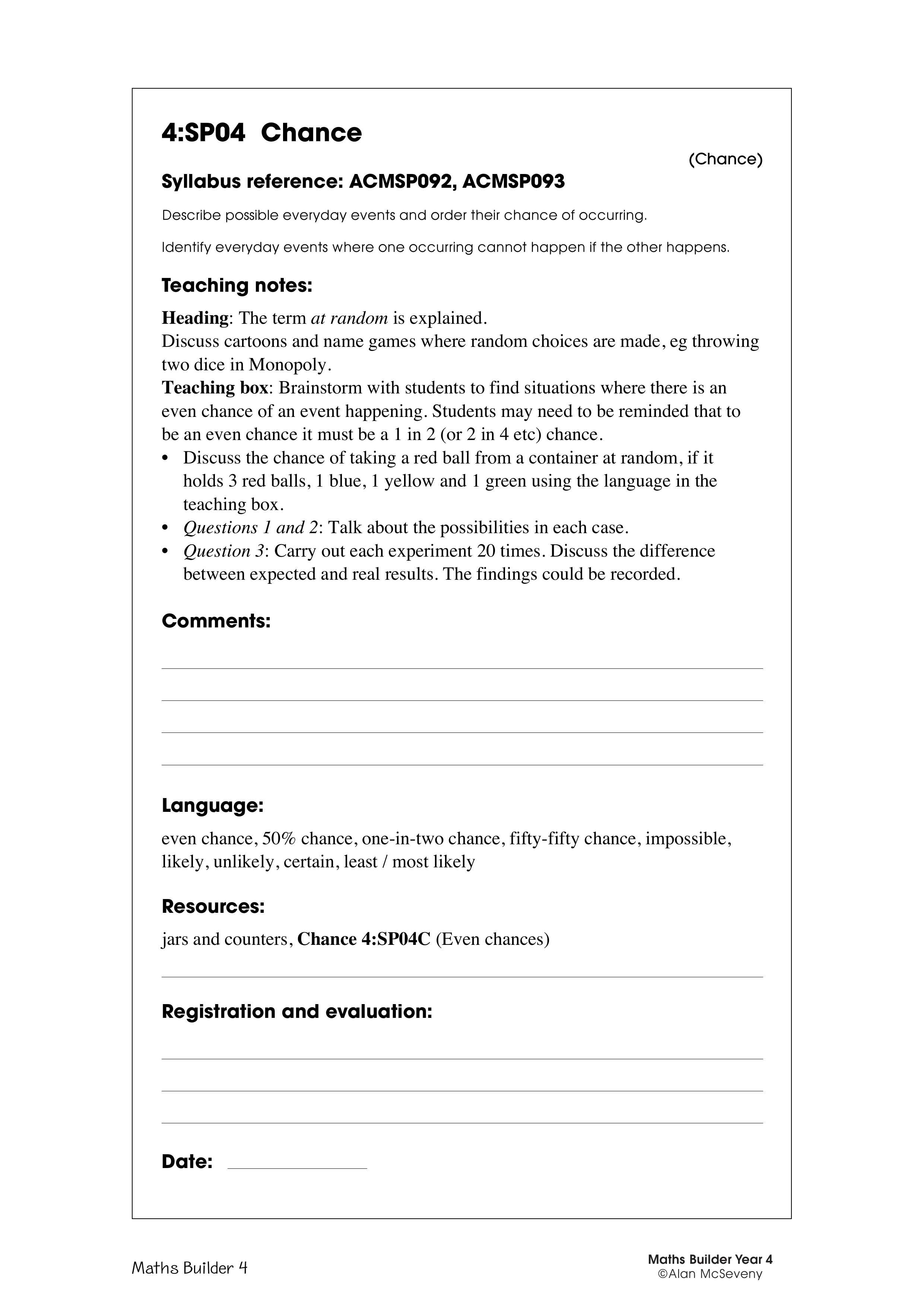 Chance — worksheet preview