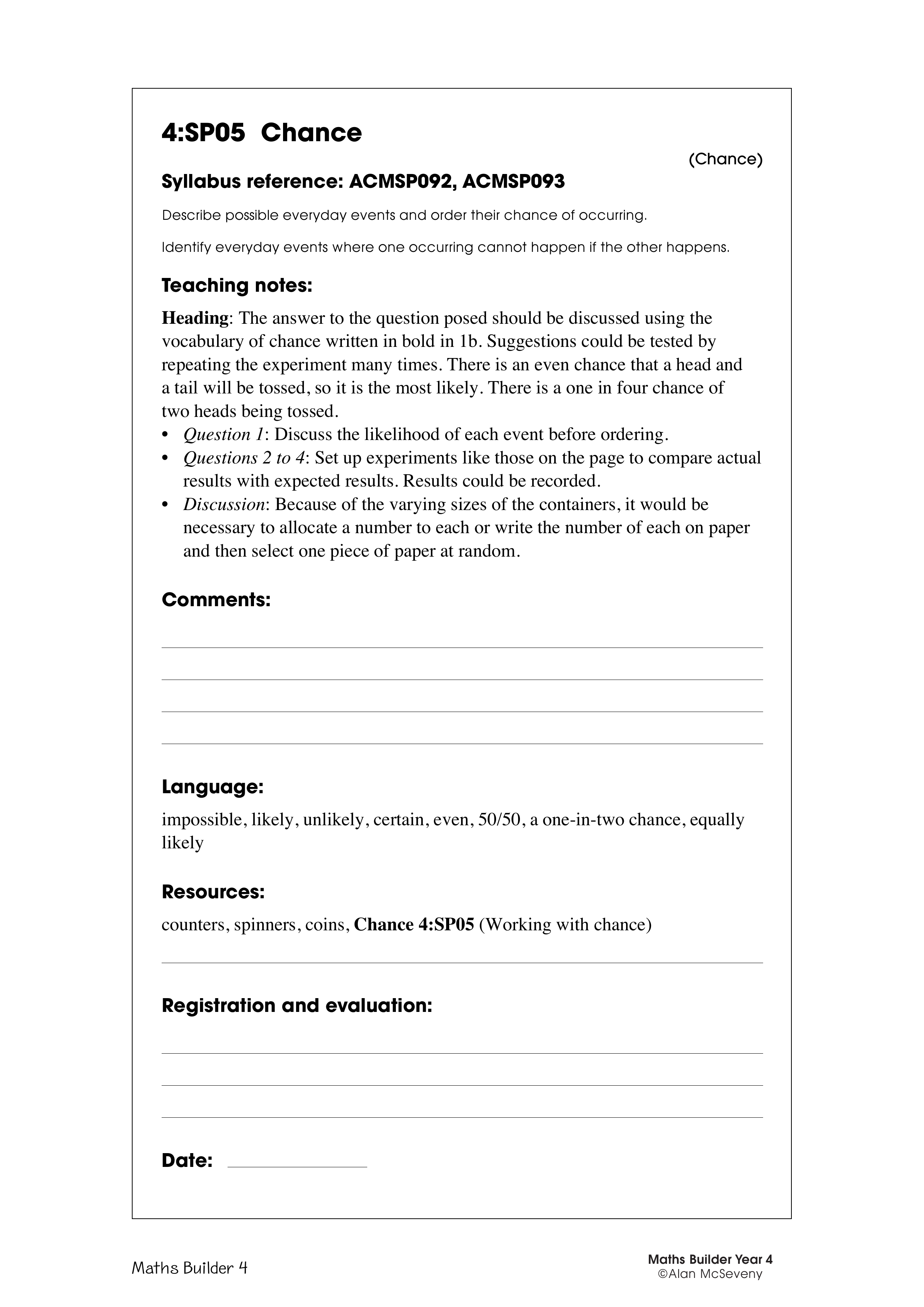 Chance — worksheet preview