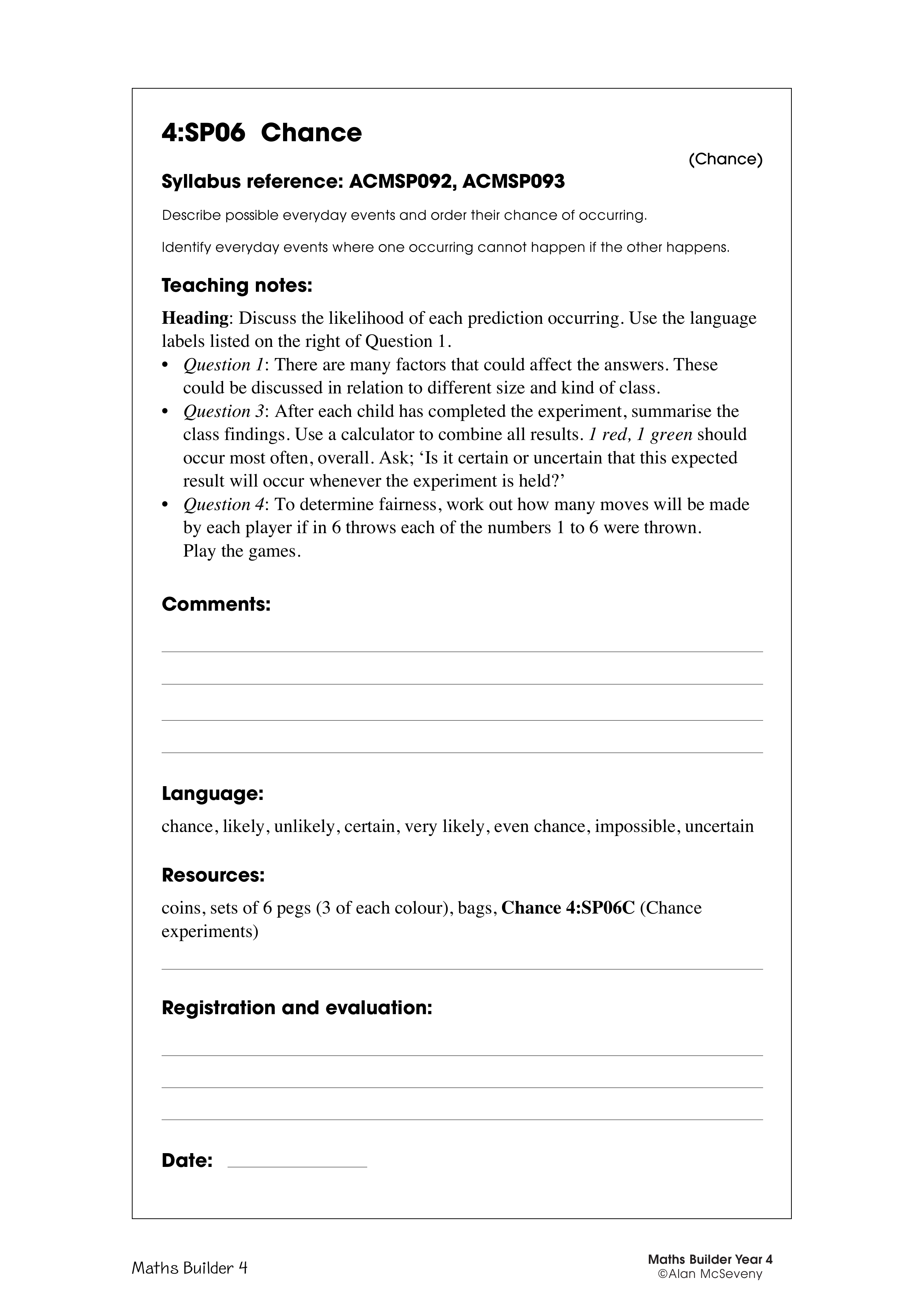 Chance — worksheet preview