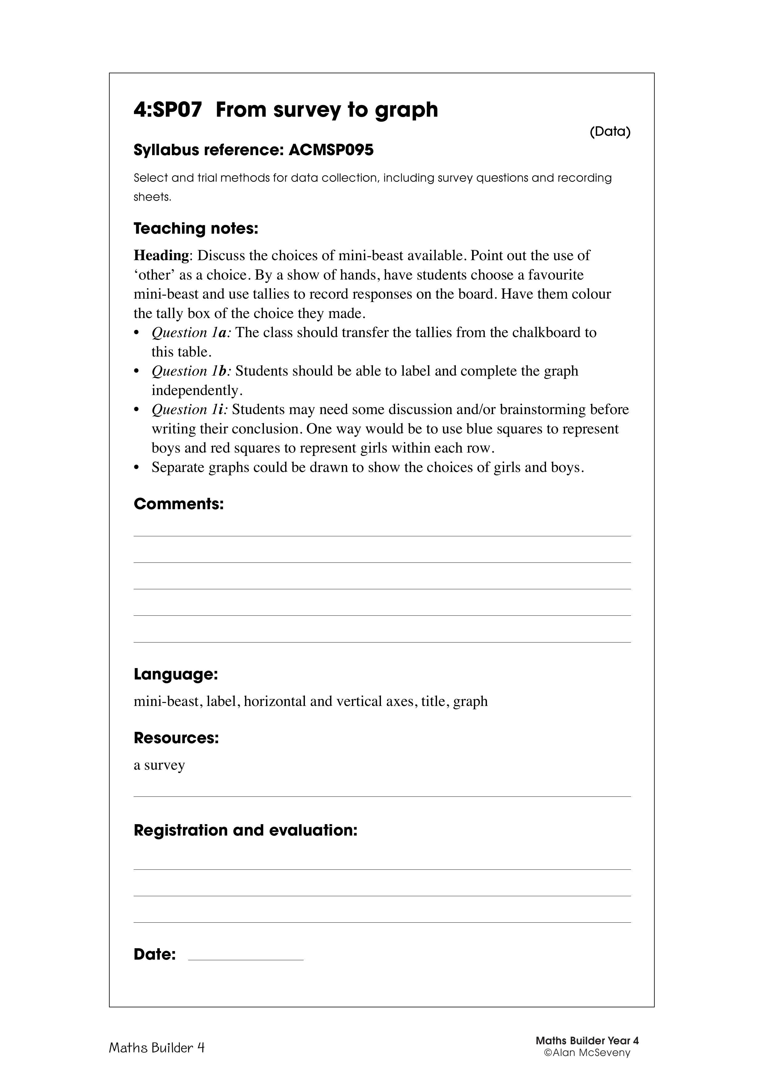 From survey to graph — worksheet preview