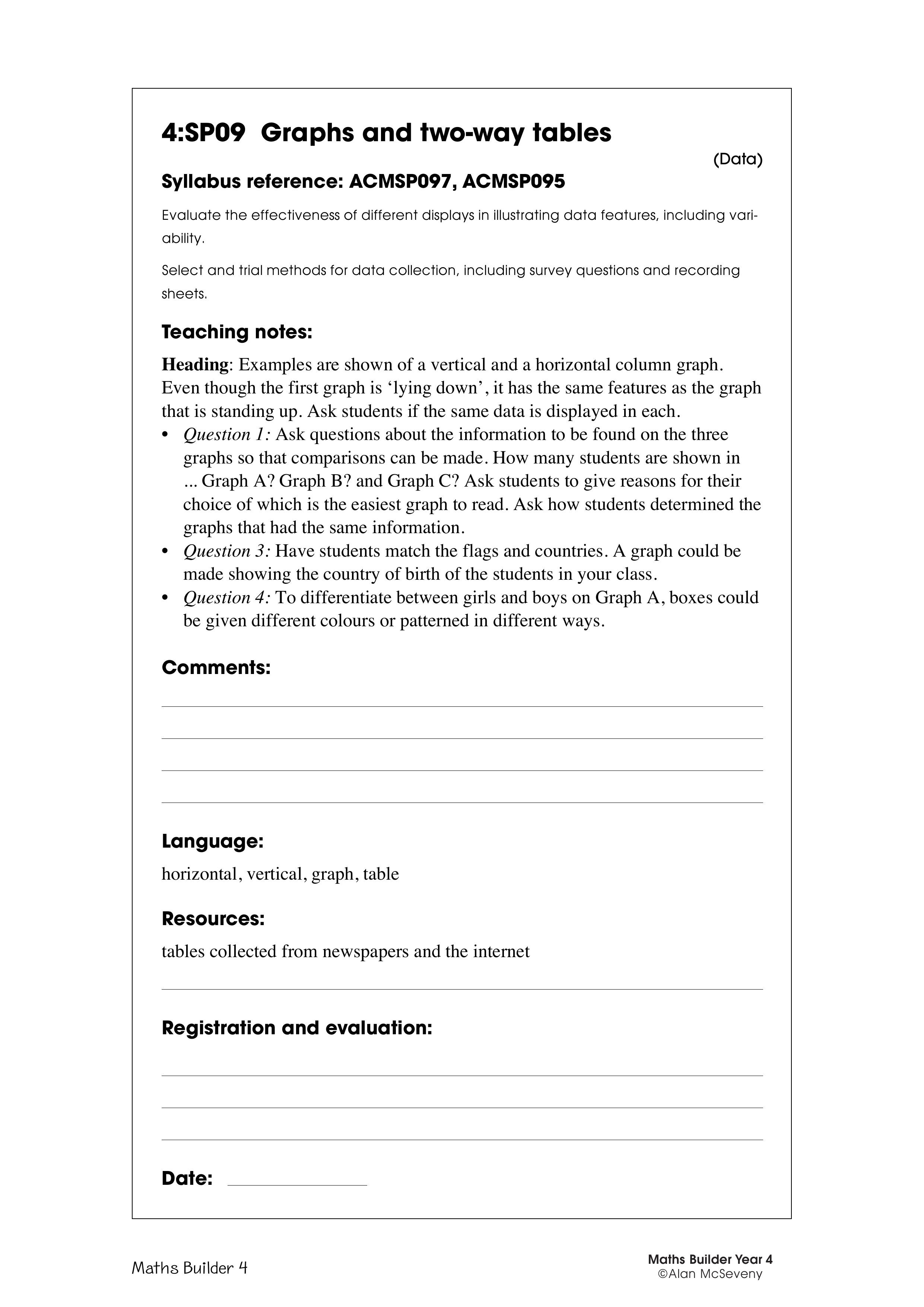 Graphs and two-way tables — worksheet preview