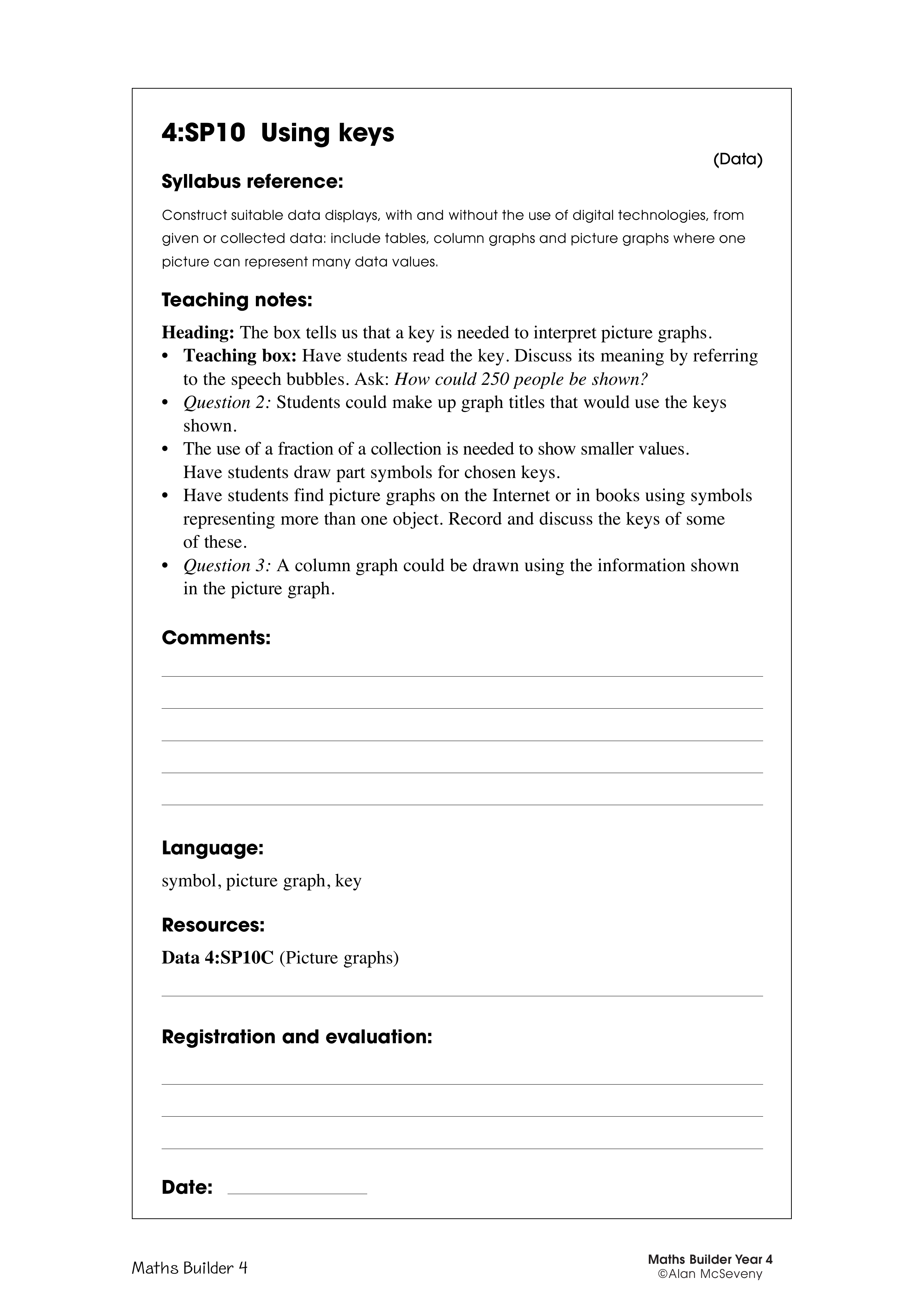 Using keys — worksheet preview