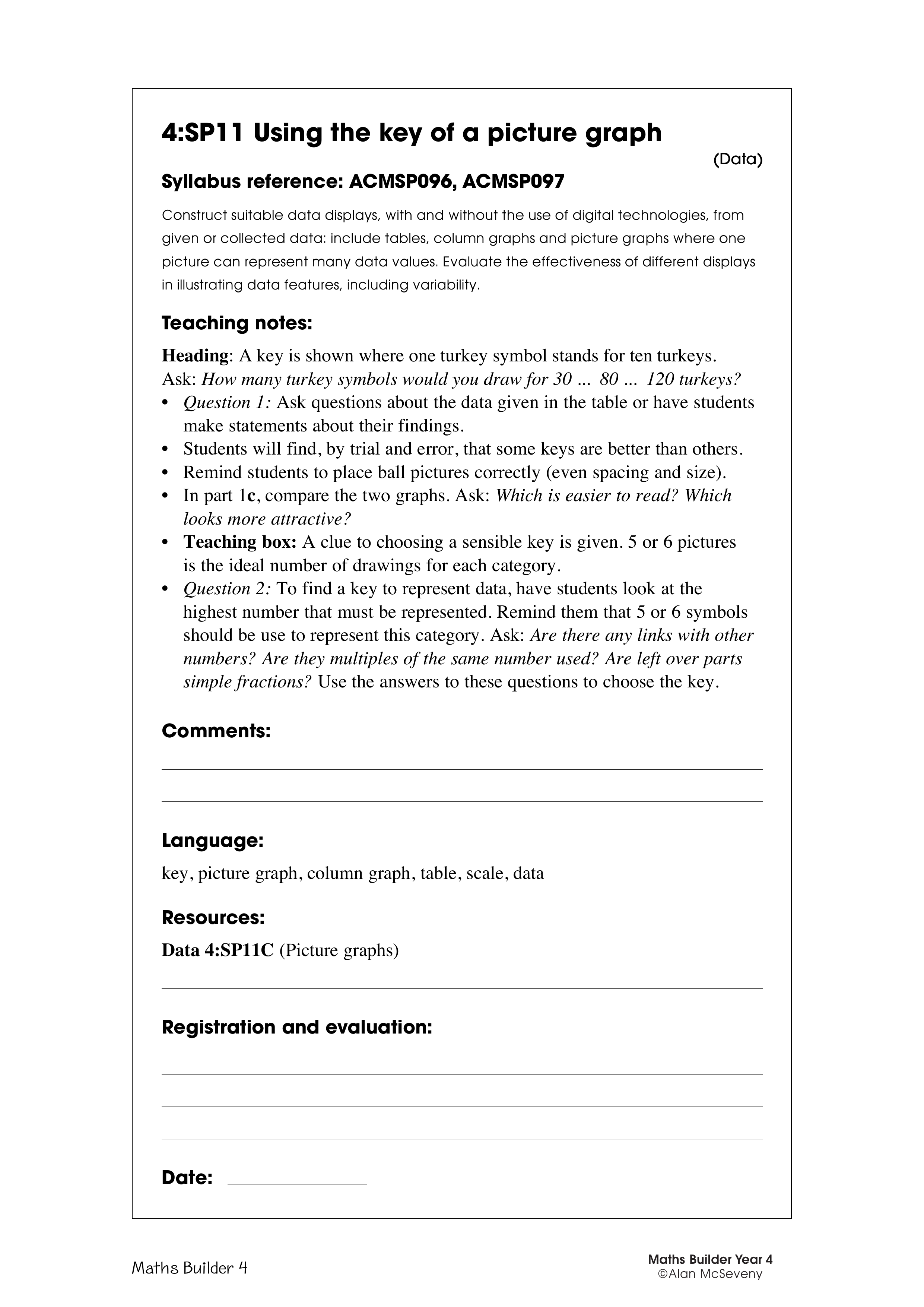 Using the key of a picture graph — worksheet preview